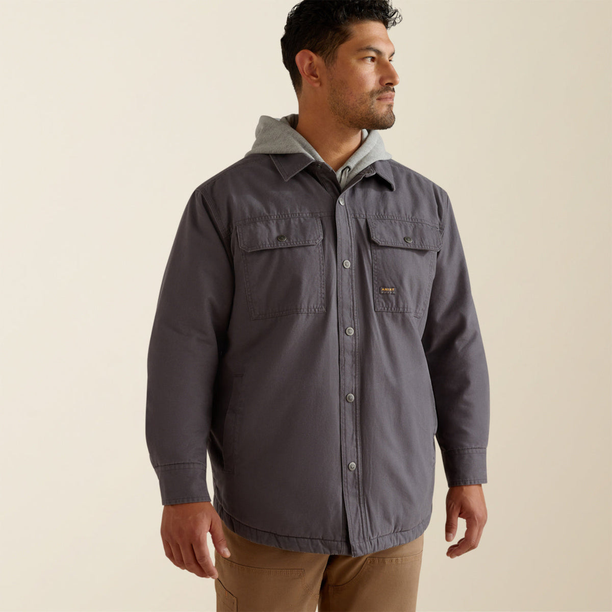 Ariat Men's Rebar Canvas Snap-Button Front Shirt Jacket Work Shirts Ariat Rebar Grey 2XL Reg