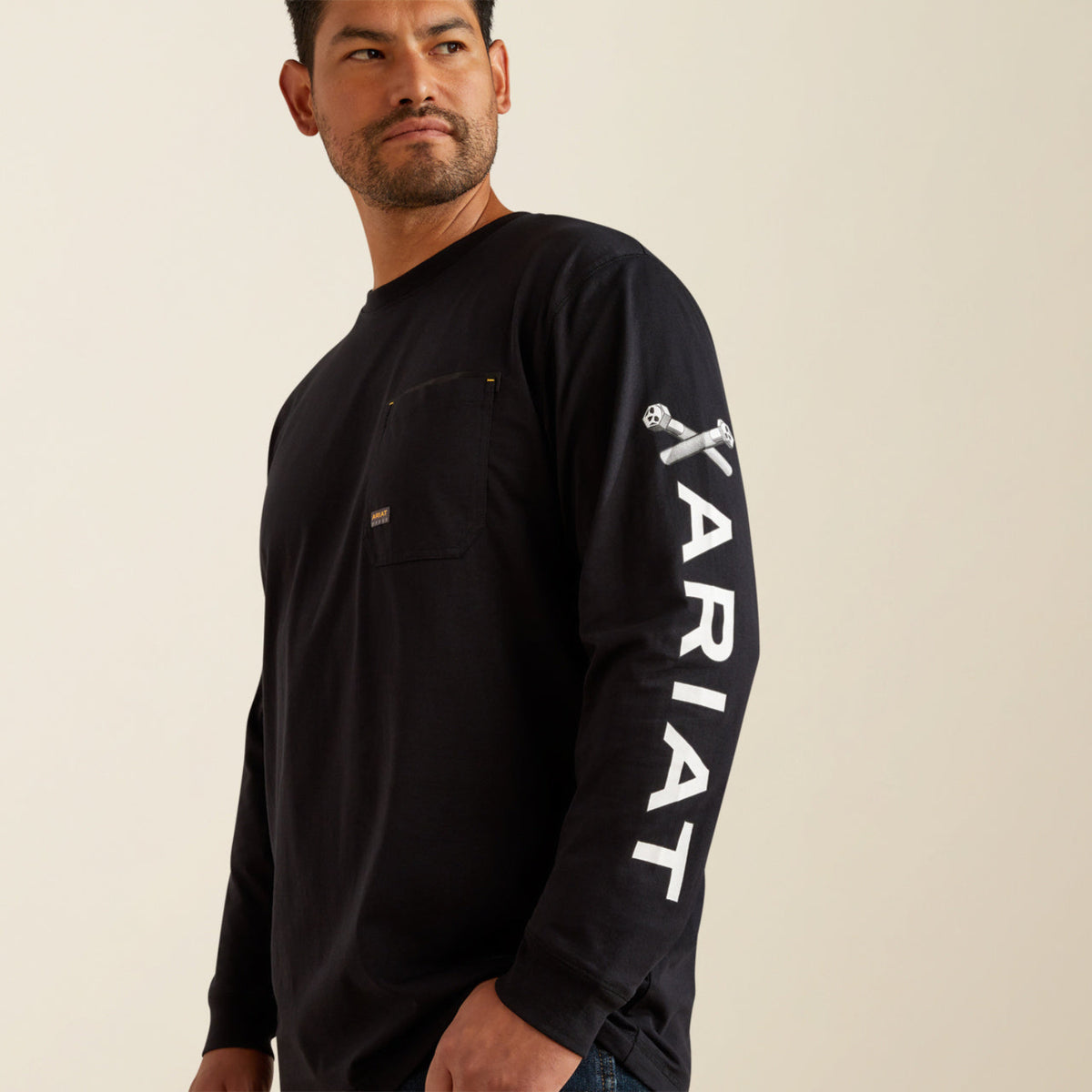 Ariat Men's Rebar Workman Bolt Skull Graphic Long Sleeve Tee Long Sleeve T-Shirts Ariat Black 2XL Reg