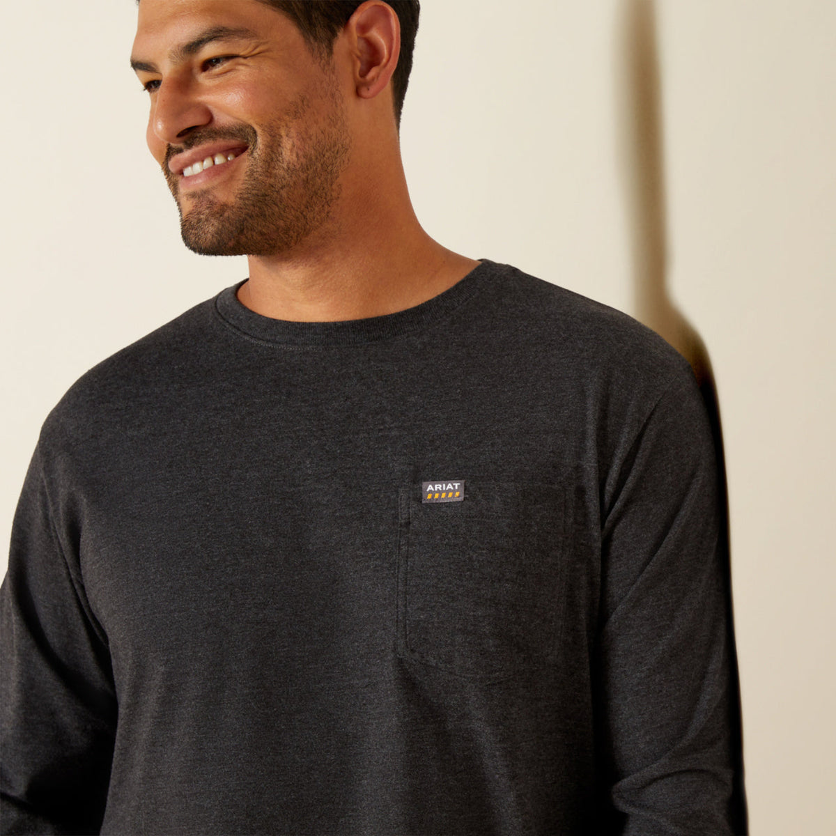 Ariat Men's Rebar Cotton Strong Chest Pocket Long Sleeve Logo T-Shirt - Work World - Workwear, Work Boots, Safety Gear