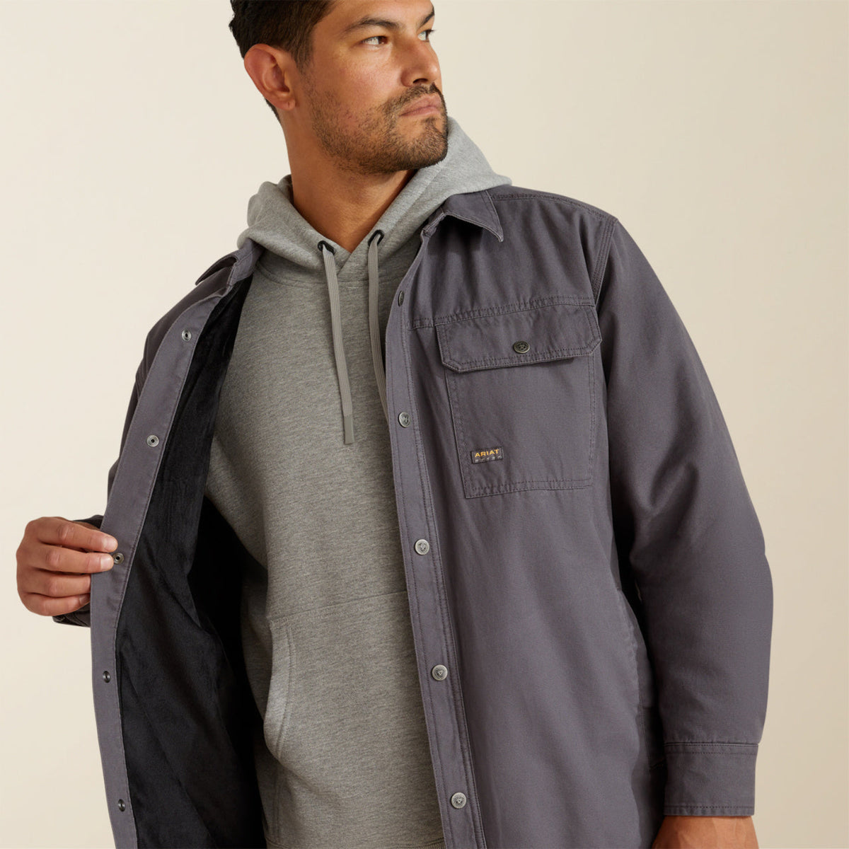 Ariat Men's Rebar Canvas Snap-Button Front Shirt Jacket - Work World - Workwear, Work Boots, Safety Gear