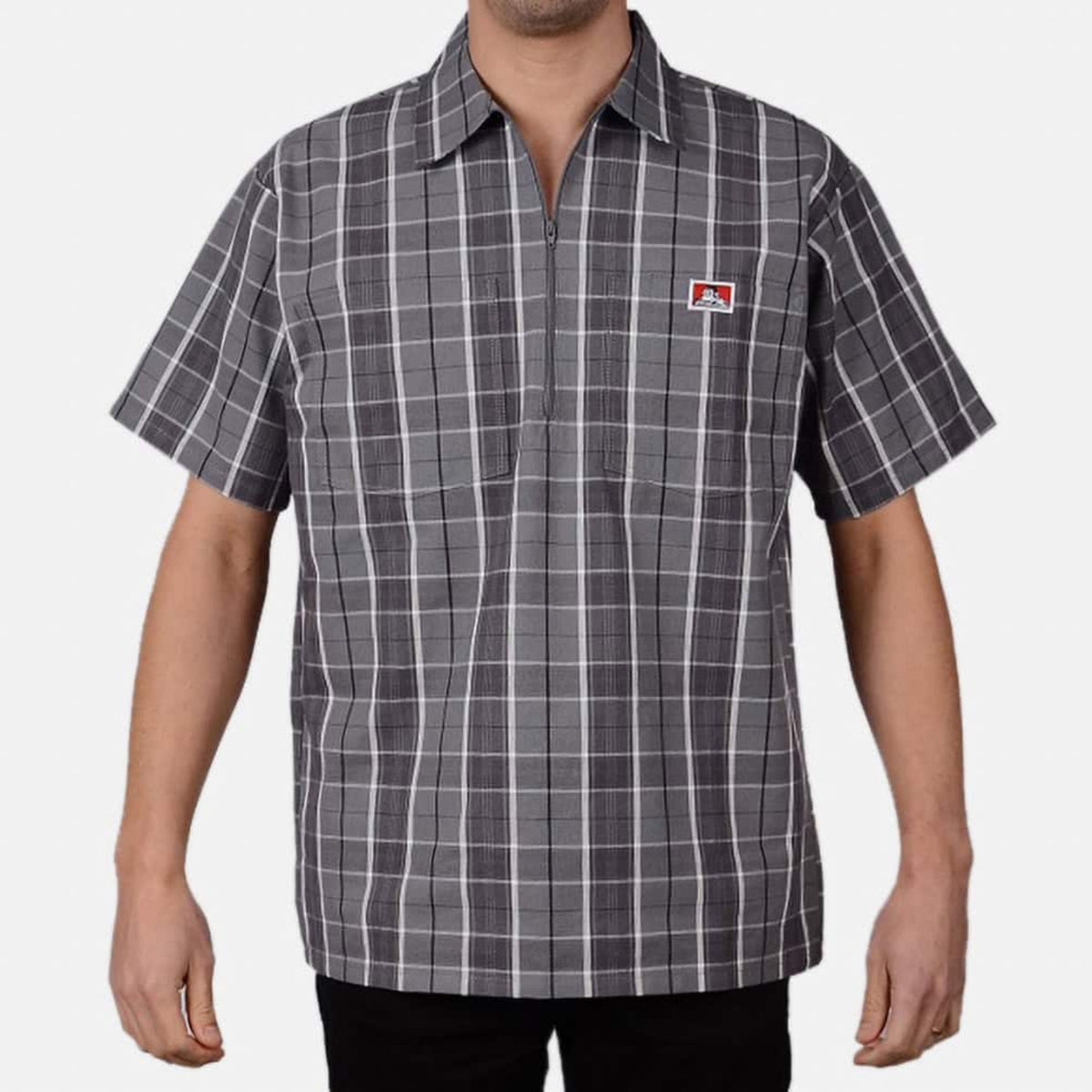 Ben Davis Men's Short Sleeve 1/2 Zip Plaid Work Shirt - Work World - Workwear, Work Boots, Safety Gear