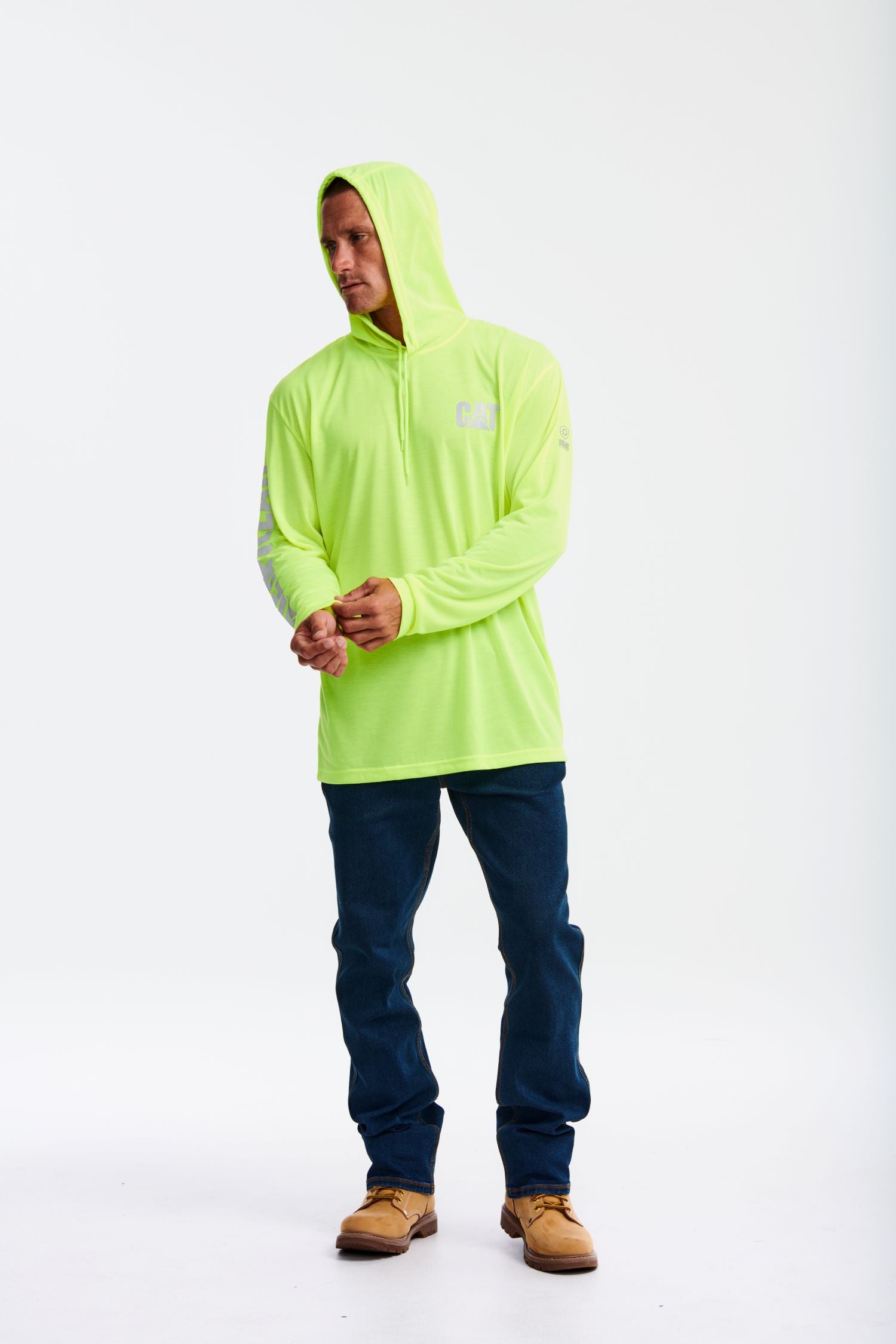 CAT Men's Hi-Vis UPF Hooded Long Sleeve T-Shirt - Work World