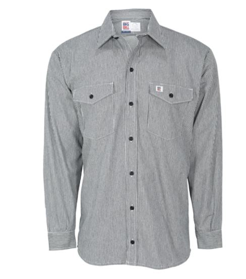 Whistle Workwear Men&#39;s Hickory Stripe Long Sleeve Button Up Shirt - Work World - Workwear, Work Boots, Safety Gear