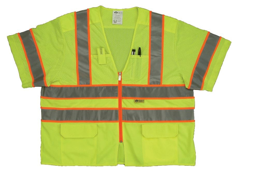 2W International Unisex Class 3 Utility Vest_Hi-Vis Green - Work World - Workwear, Work Boots, Safety Gear