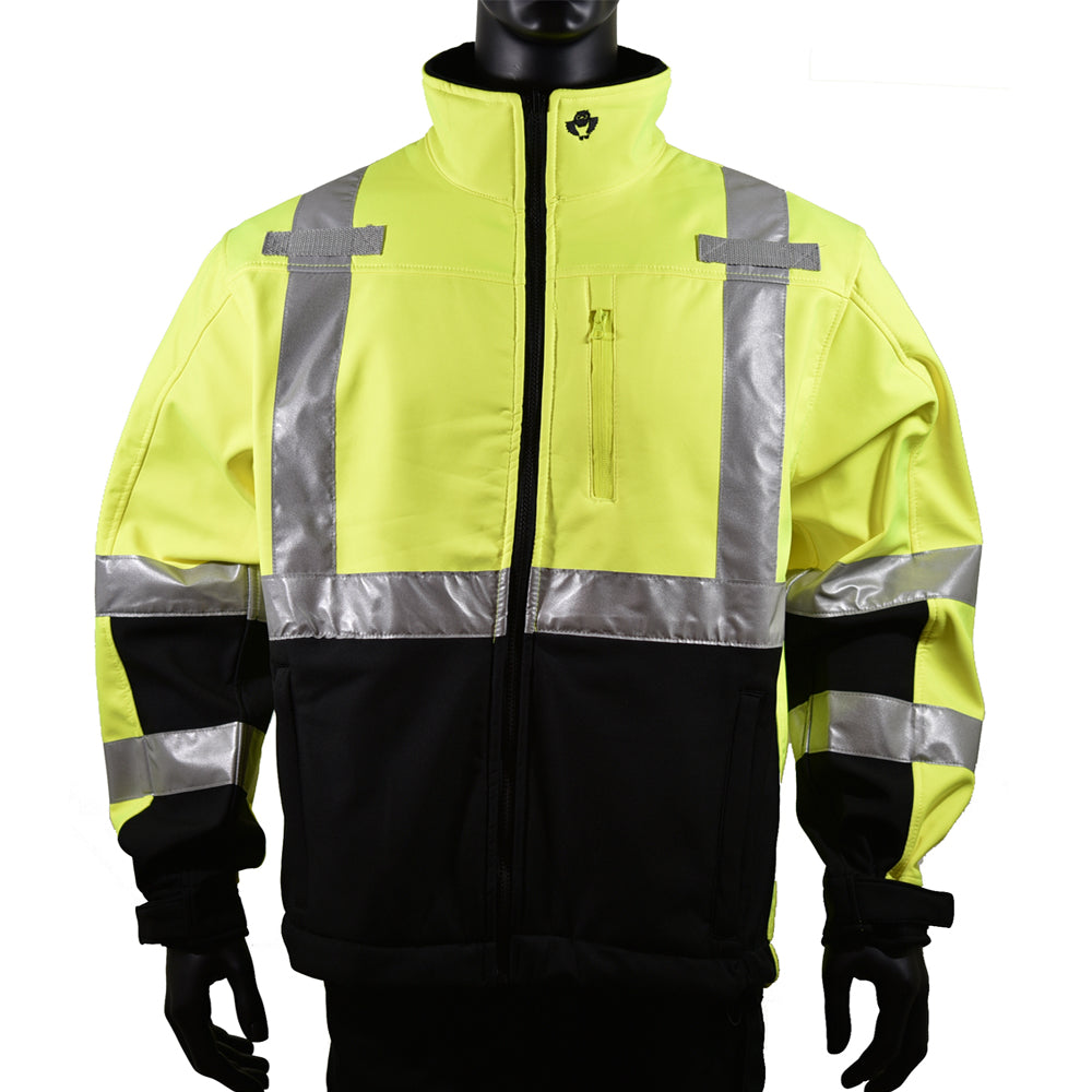 2W International Men&#39;s Class 3 Hi-Vis Soft Shell Jacket_Hi-Vis Green - Work World - Workwear, Work Boots, Safety Gear
