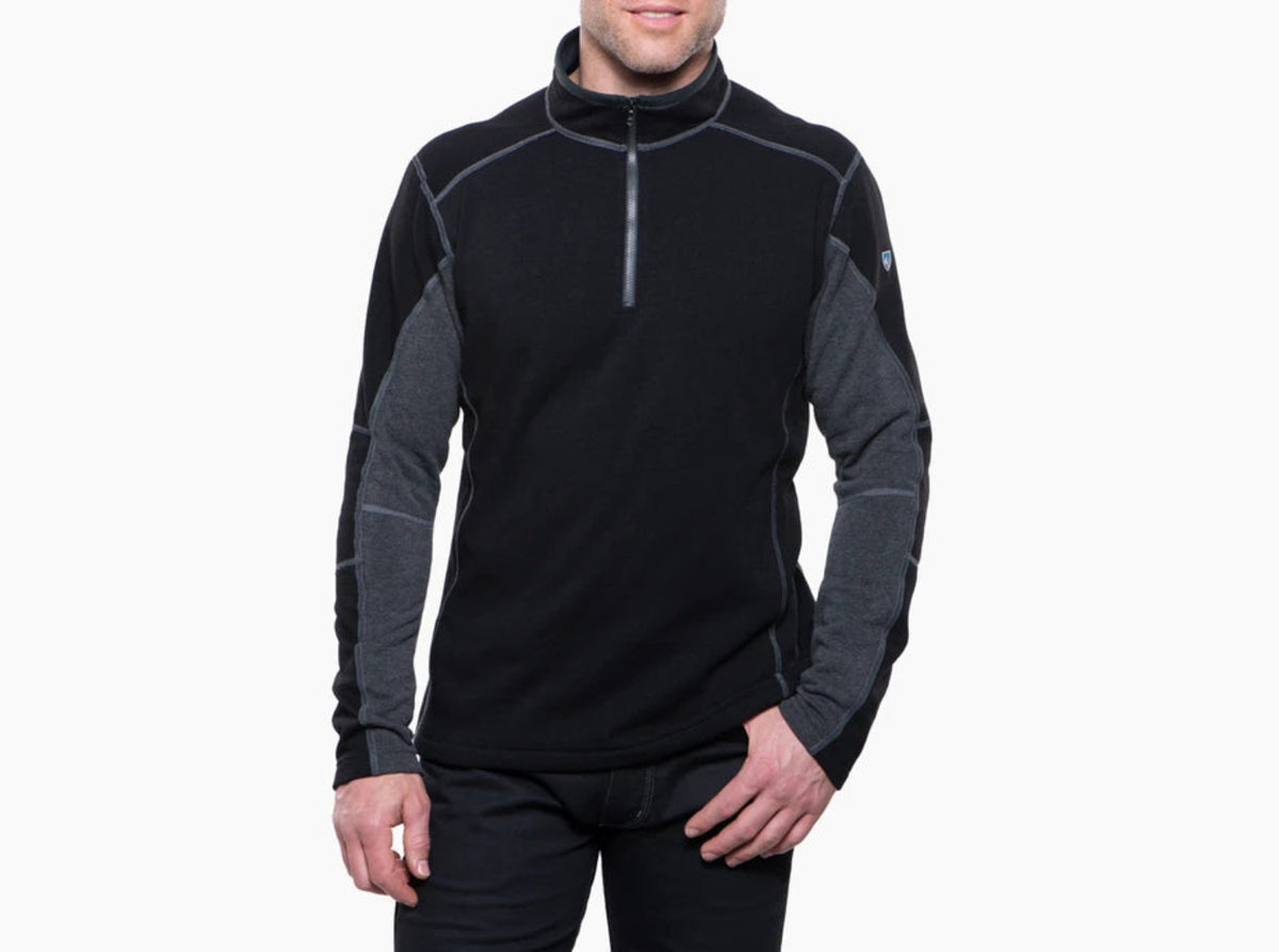 KÜHL Men's REVEL 1/4 Zip Fleece Sweater Sweatshirts & Hoodies KUHL Black/Steel 2XL Reg