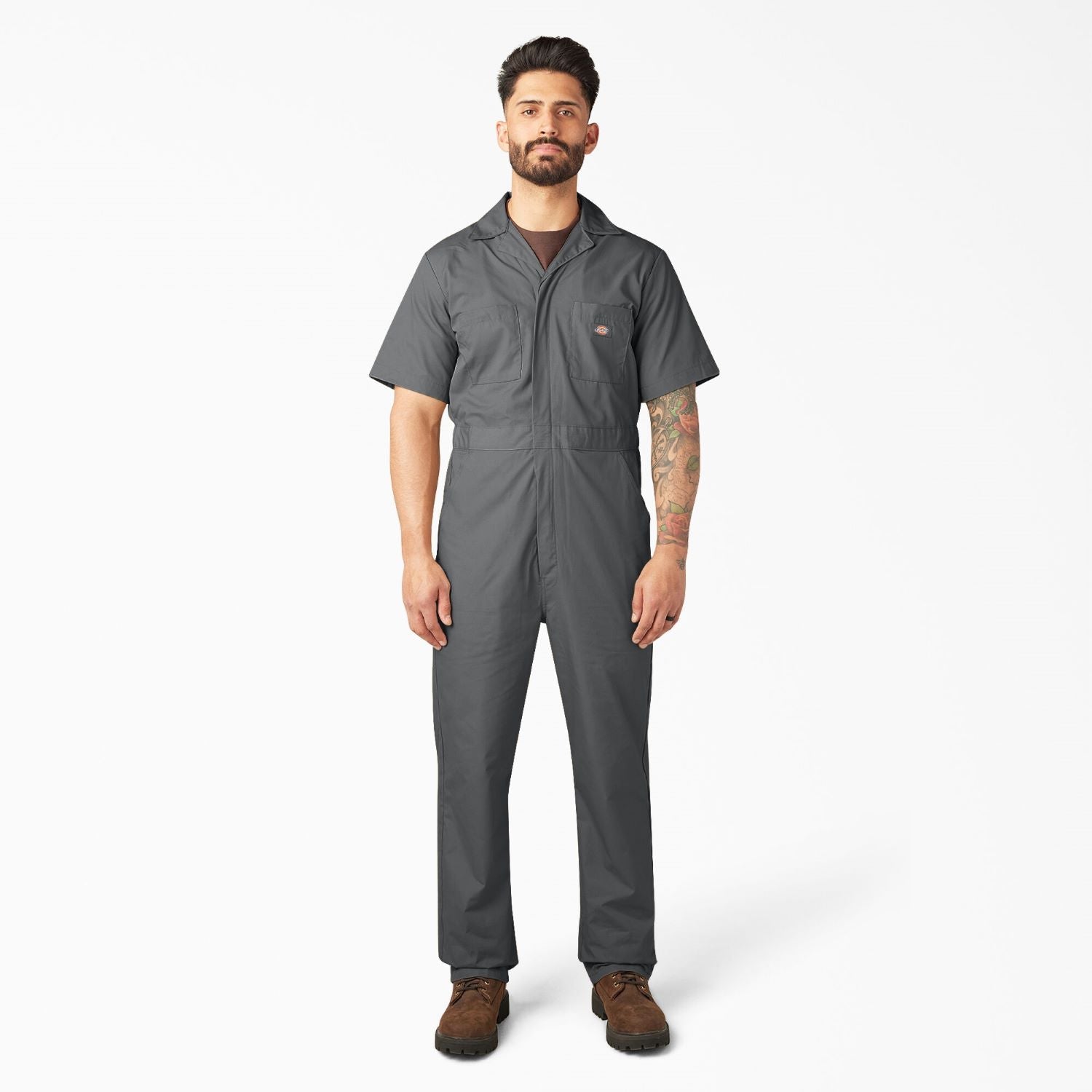 Mens Jumpsuit Dickies Short Sleeve Coveralls, KHAKI, S RG Dickies