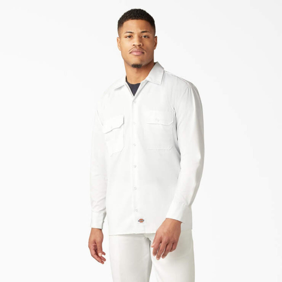 Dickies Men's Button-Down Chest Pocket Long Sleeve Work Shirt Work Shirts Dickies White 2XL Reg