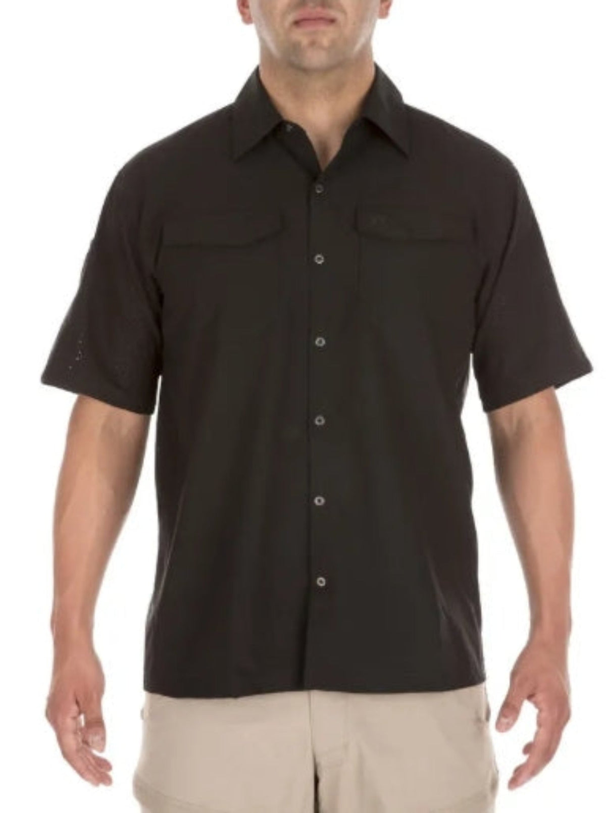 5.11 Tactical Men's Freedom Flex Short Sleeve Button Down Shirt Work Shirts 5.11 Tactical Black 2XL Reg