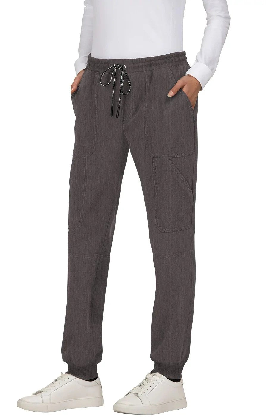 koi Women's Next Gen Good Vibe Women's 7-Pocket Stretch Scrub Pant Scrubs koi Heather Grey 2XL Petite
