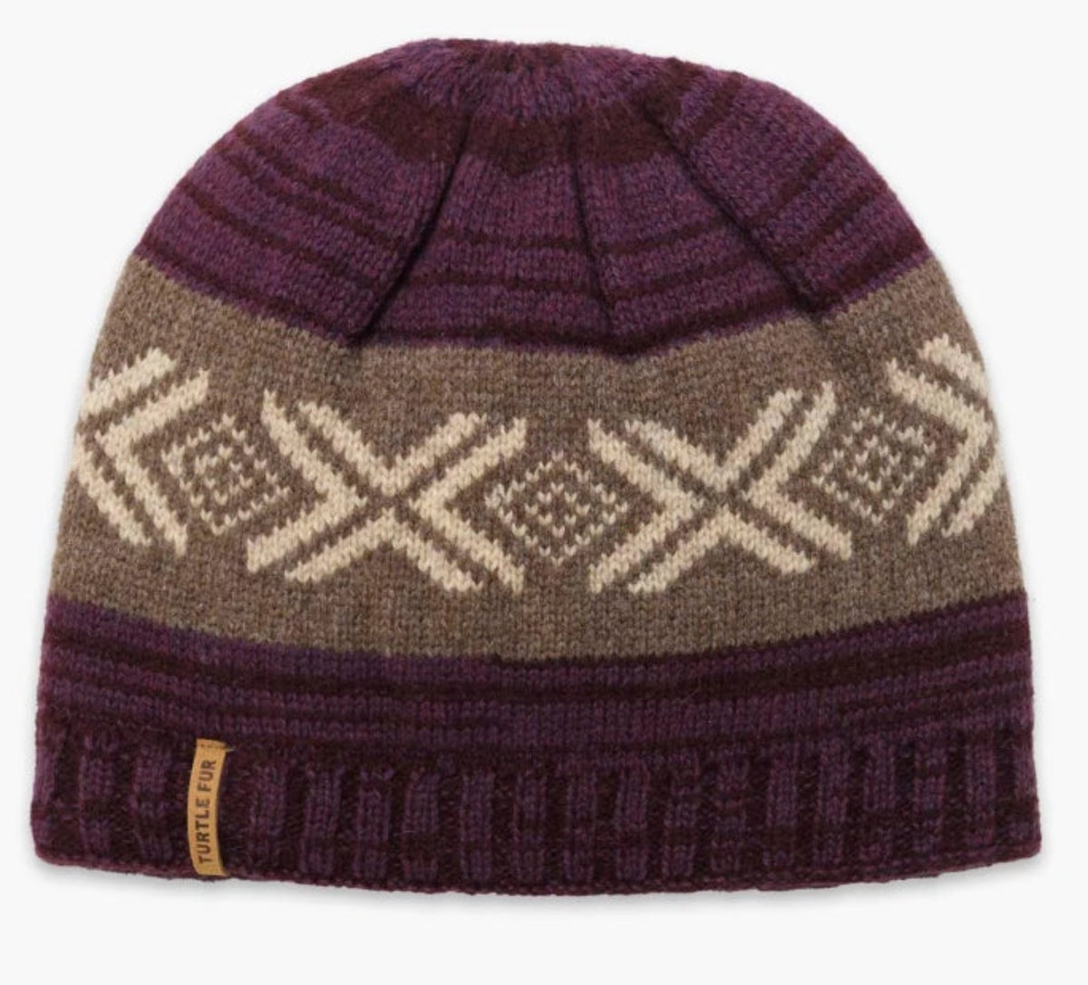 Turtle Fur Women's Mckenzo Lambswool Patterned Knit Beanie Hats & Caps Turtle Fur Garnet OS