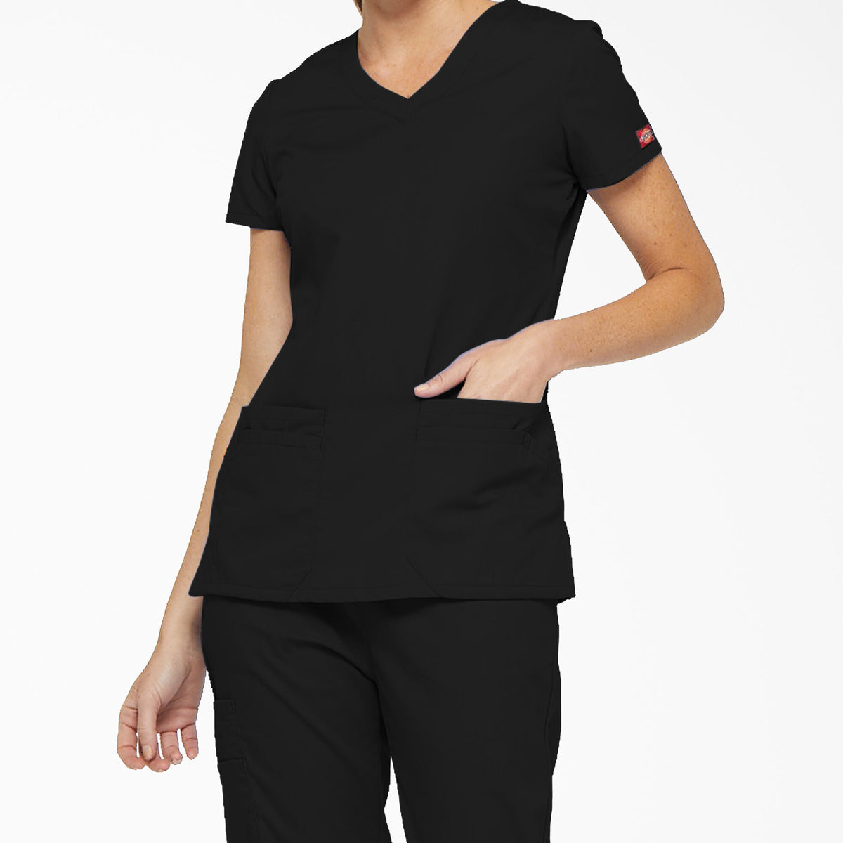 Dickies Women&#39;s EDS Signature V-Neck Scrub Top_Black - Work World - Workwear, Work Boots, Safety Gear