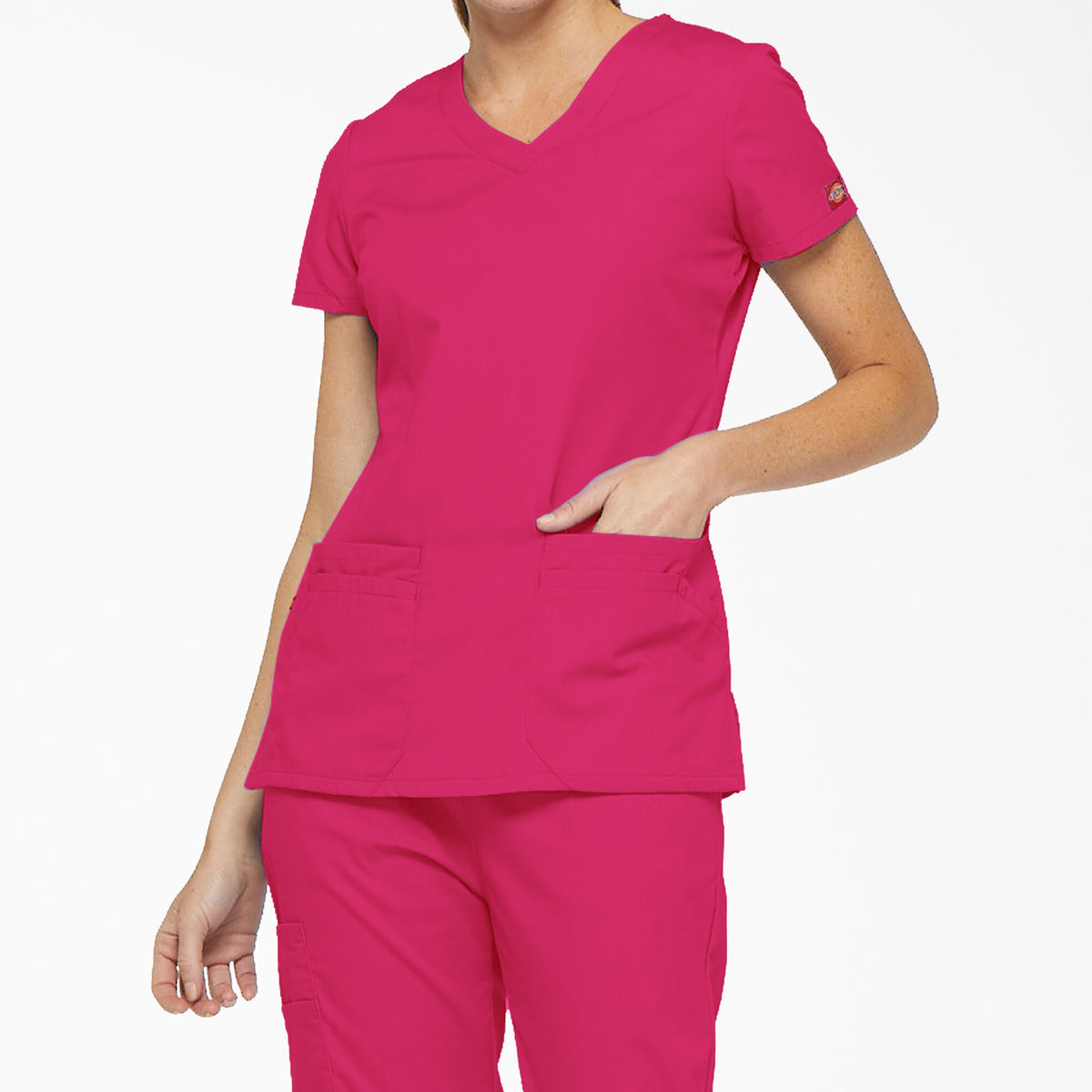 Dickies Women&#39;s EDS Signature V-Neck Scrub Top_Hot Pink - Work World - Workwear, Work Boots, Safety Gear