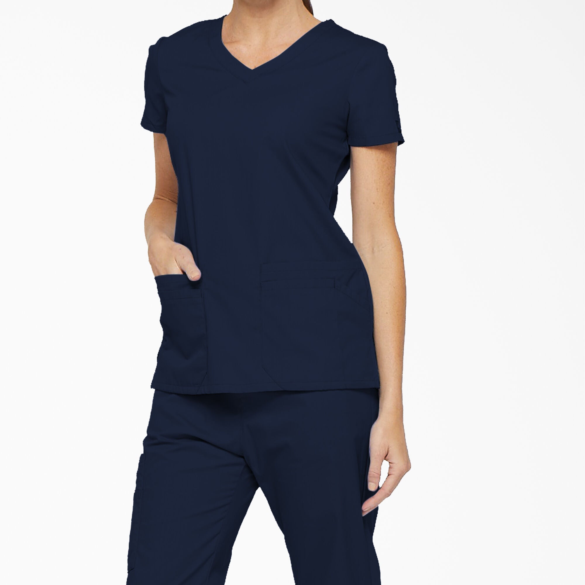 Dickies Women's EDS Signature V-Neck Scrub Top_Navy - Work World - Workwear, Work Boots, Safety Gear