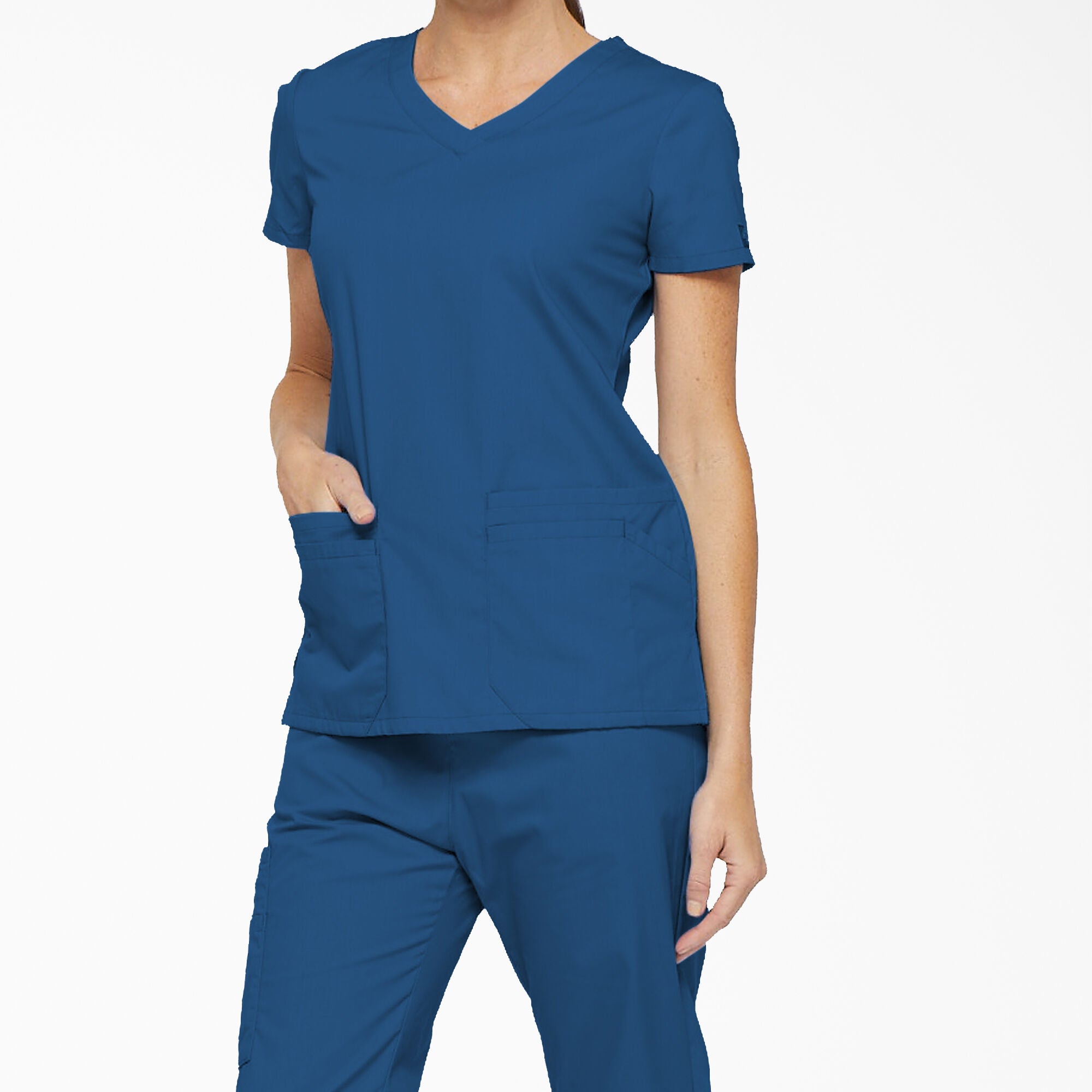 Dickies Women's EDS Signature V-Neck Scrub Top_Royal - Work World - Workwear, Work Boots, Safety Gear