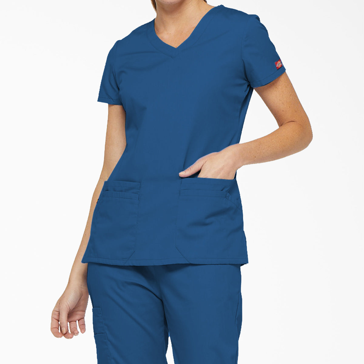 Dickies Women&#39;s EDS Signature V-Neck Scrub Top_Royal - Work World - Workwear, Work Boots, Safety Gear