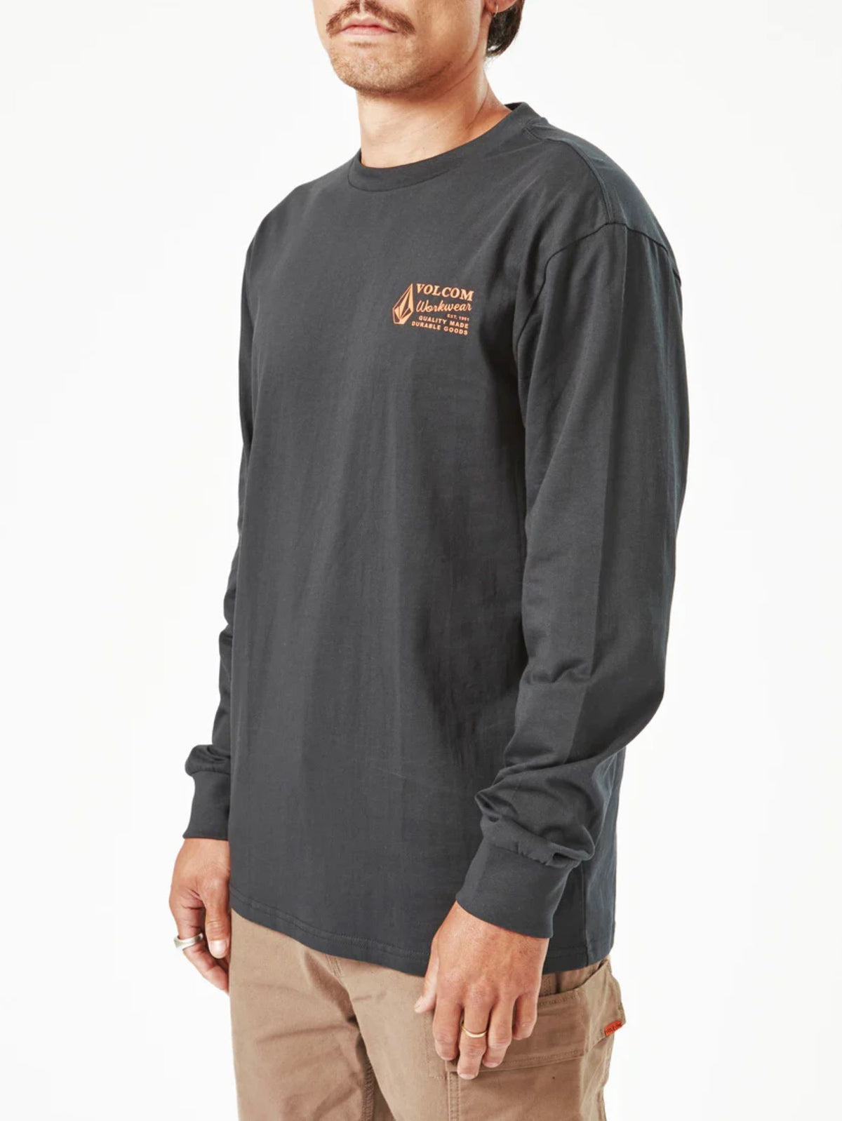 Volcom Men's Logo Graphic Heavyweight Cotton Long Sleeve T-Shirt Long Sleeve T-Shirts Volcom