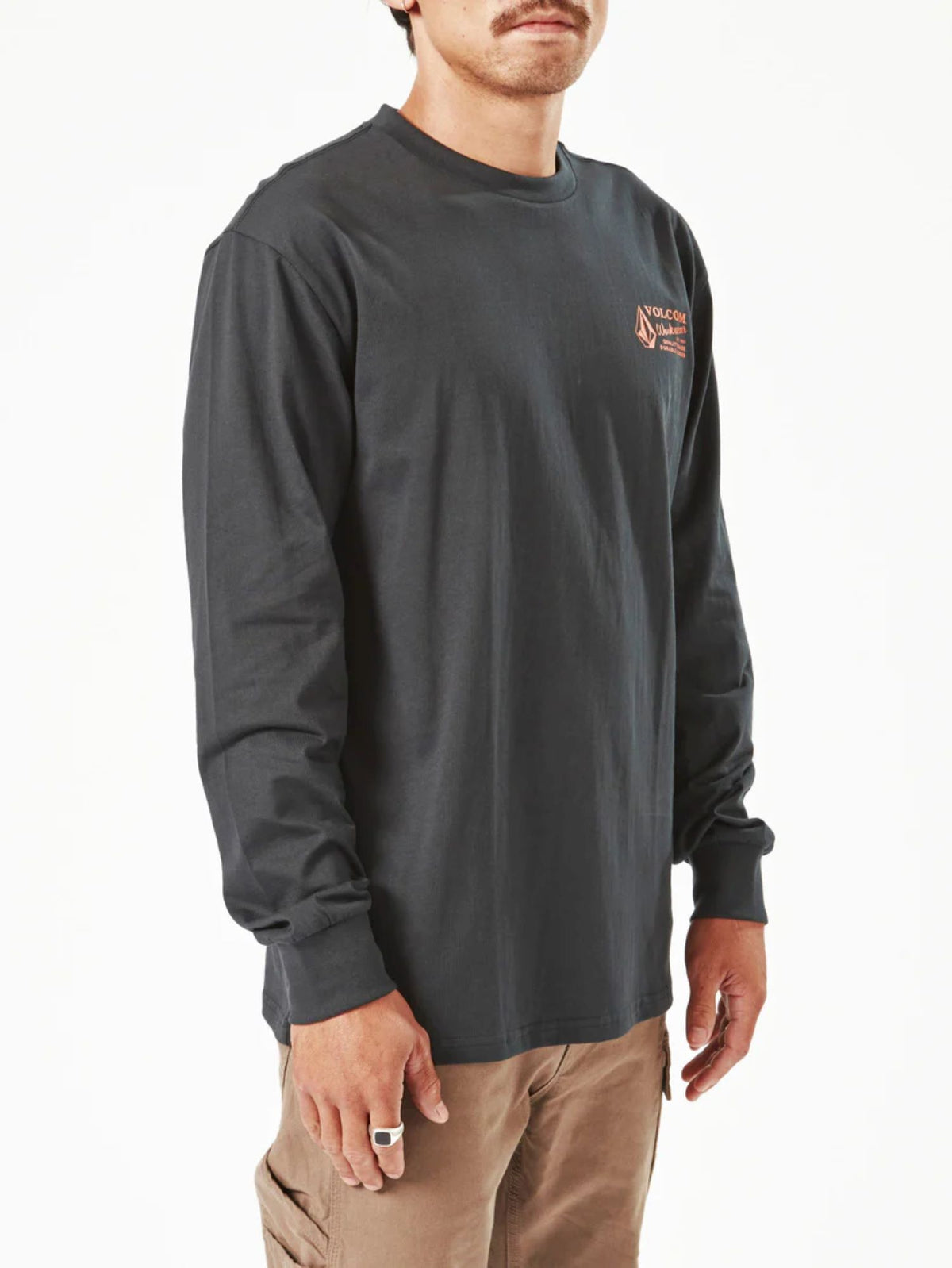 Volcom Men's Logo Graphic Heavyweight Cotton Long Sleeve T-Shirt Long Sleeve T-Shirts Volcom