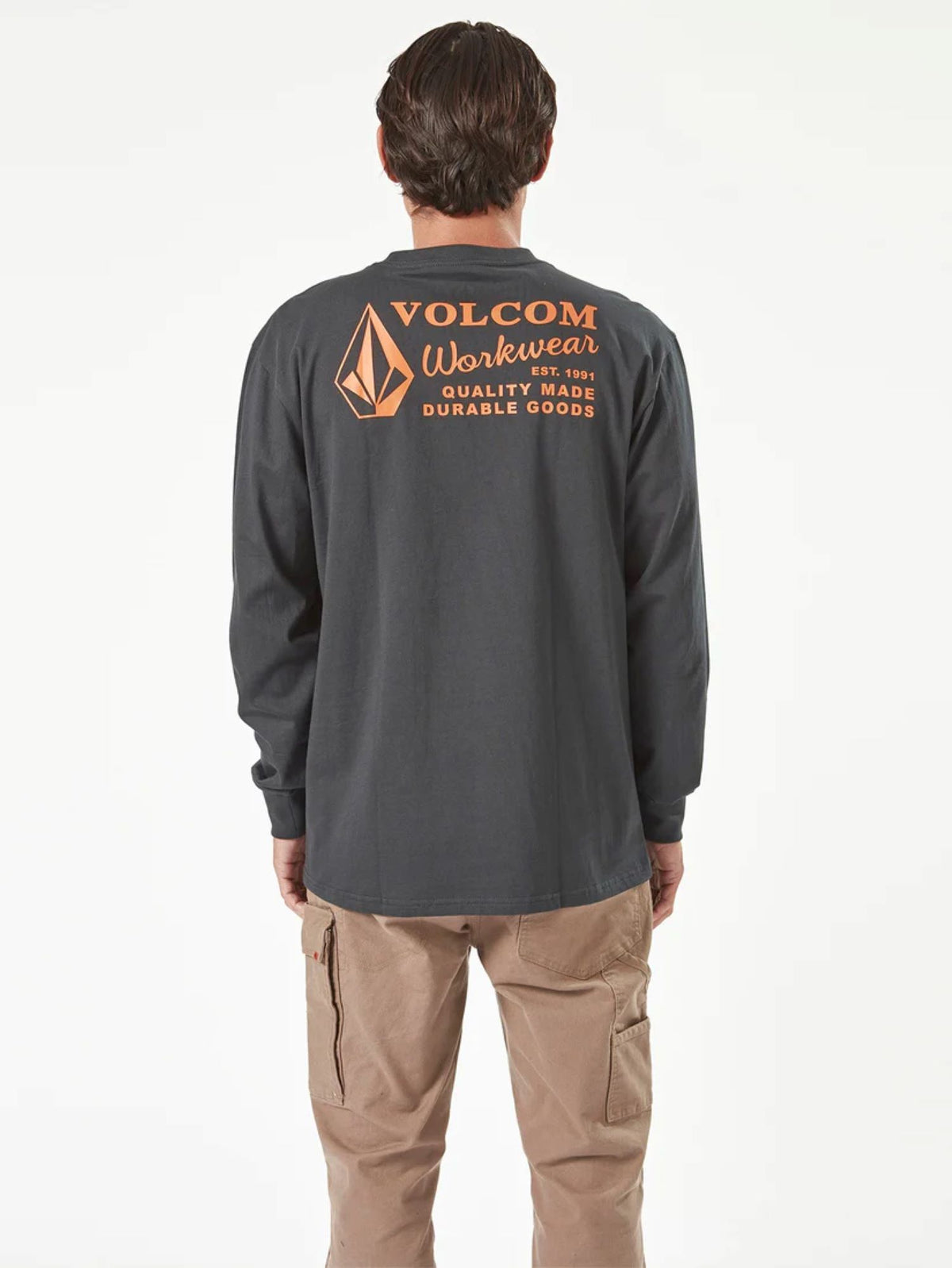 Volcom Men's Logo Graphic Heavyweight Cotton Long Sleeve T-Shirt Long Sleeve T-Shirts Volcom
