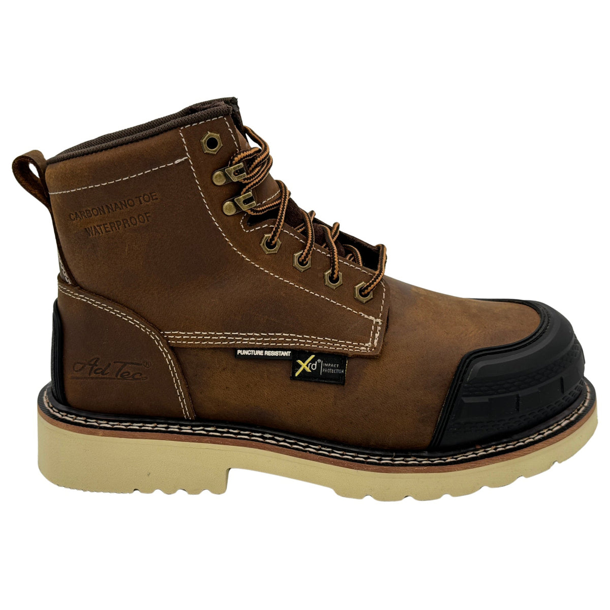 Ad Tec Men's Guardian Pro 6" Rubber Toe Comp Toe Work Boot Work Boots AdTec Footwear Brown 10 M