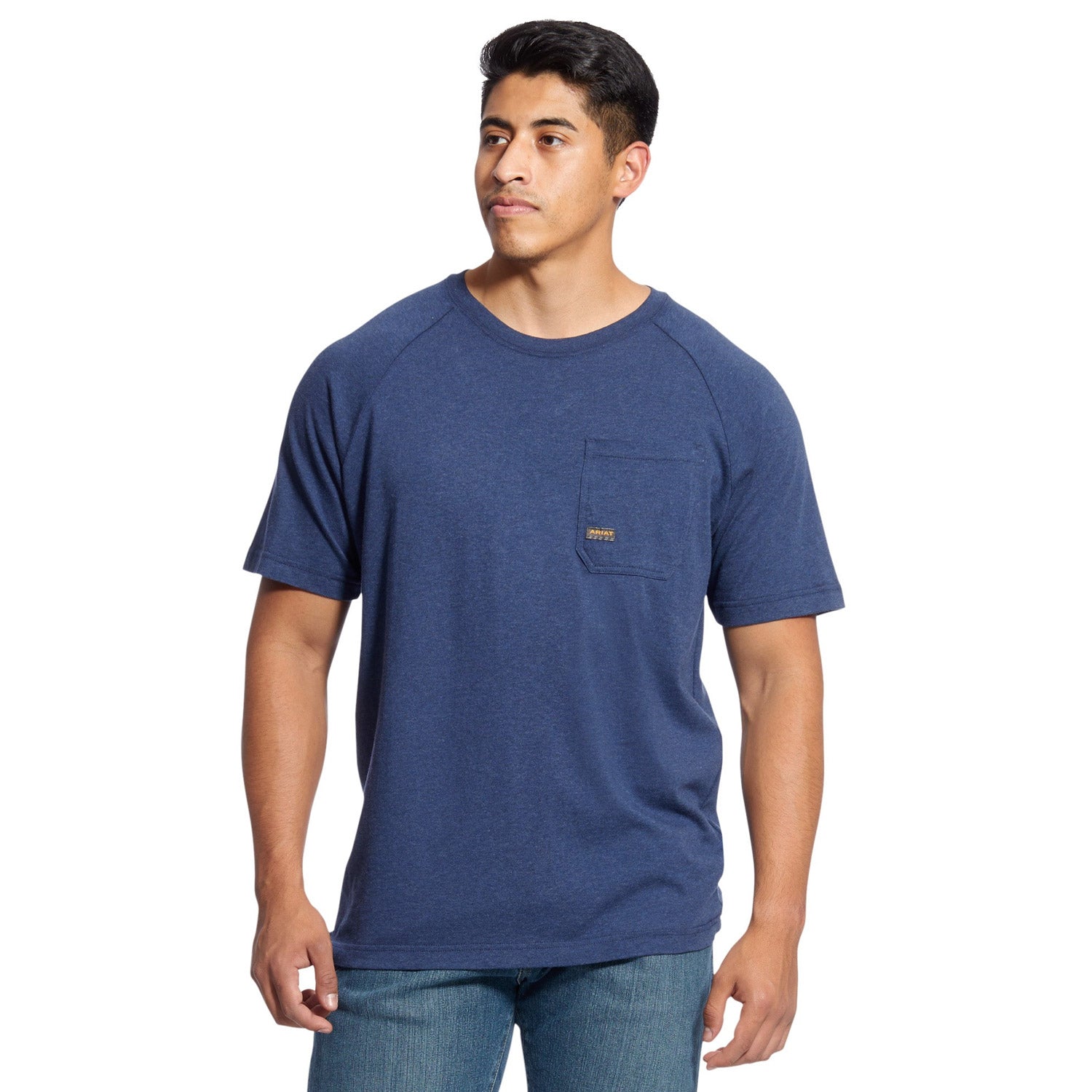 Ariat Men's Rebar CottonStrong T-Shirt_Navy Heather - Work World - Workwear, Work Boots, Safety Gear
