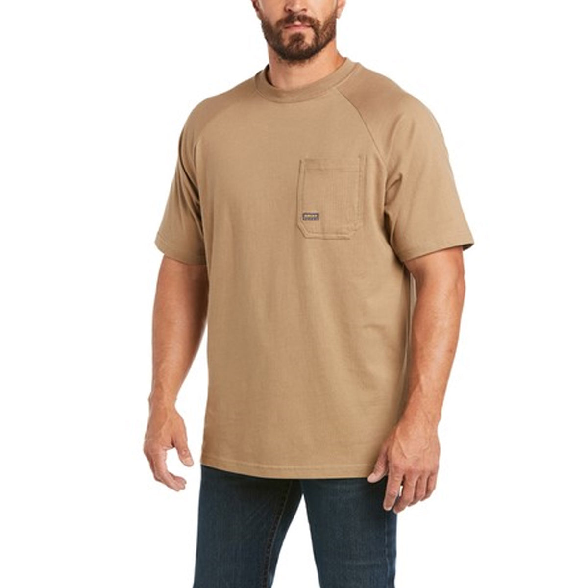 Ariat Men&#39;s Rebar CottonStrong T-Shirt_Khaki - Work World - Workwear, Work Boots, Safety Gear