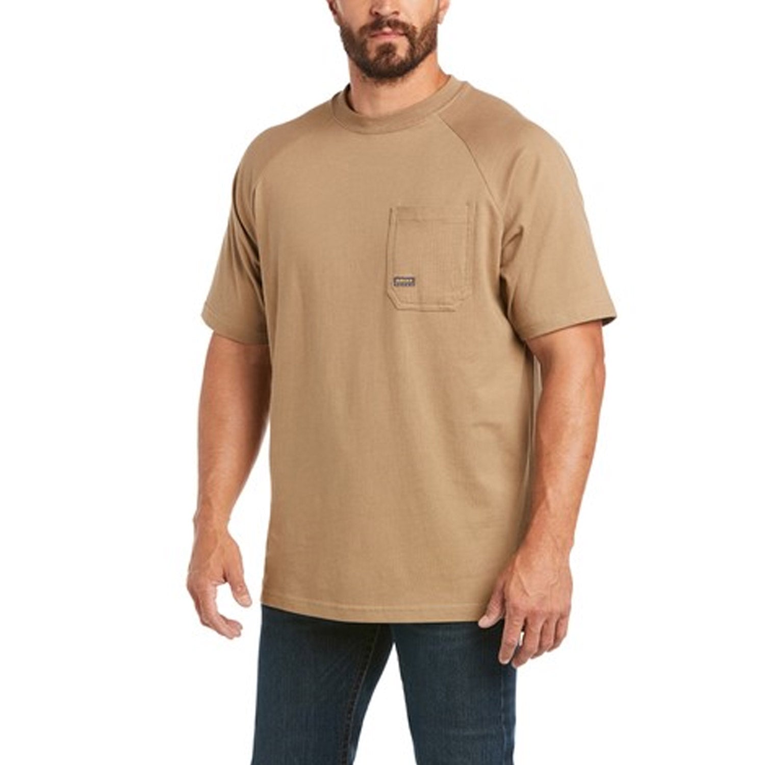 Ariat Men's Rebar CottonStrong T-Shirt_Khaki - Work World - Workwear, Work Boots, Safety Gear