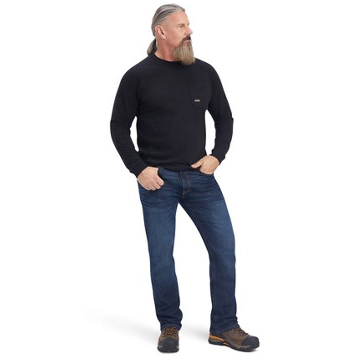 Ariat Men&#39;s Rebar Cotton Strong Long Sleeve T-Shirt_Black - Work World - Workwear, Work Boots, Safety Gear