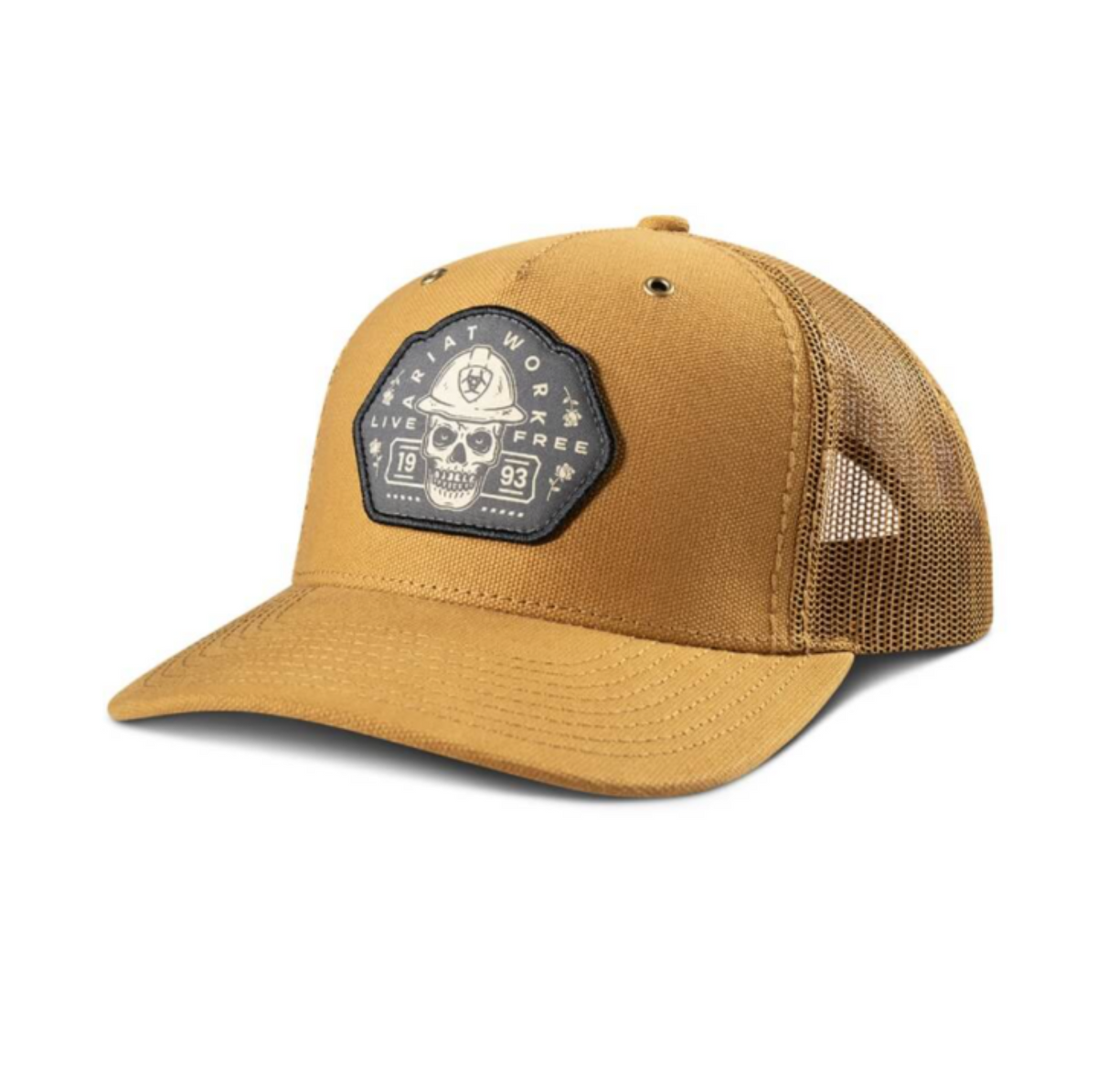 Ariat Men's Hard Hat Skull Graphic Patch Mesh Back Hat Hats & Caps Ariat Tan OS