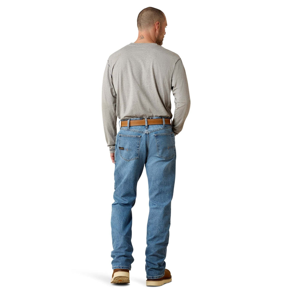 Ariat Men's Rebar M4 Relaxed DuraStretch Basic Boot Cut Jean - Work World Ariat Men's Rebar M4 Relaxed DuraStretch Basic Boot Cut Jean - Work World