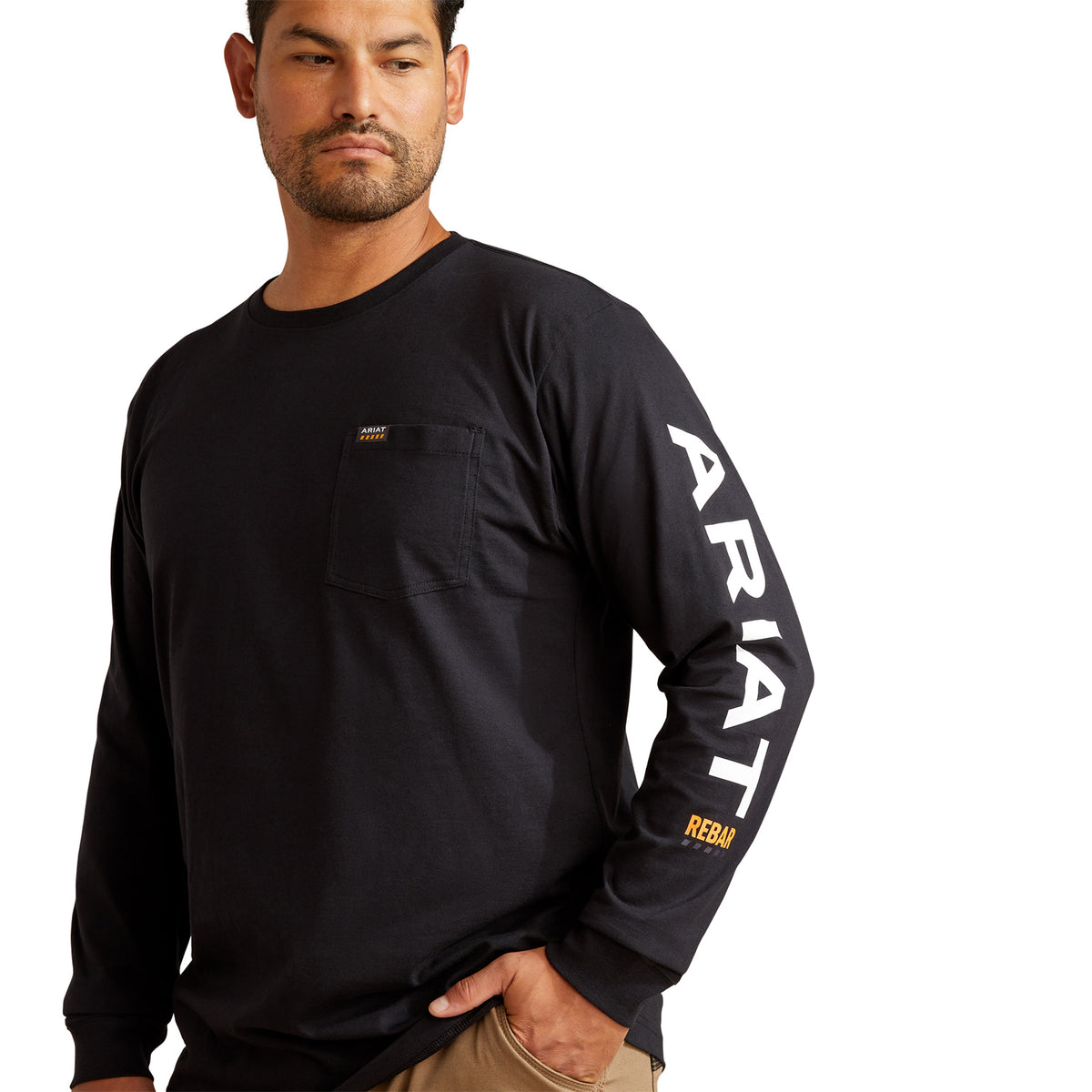 Ariat Men's Rebar Cotton Strong Standard Logo Pocket T-Shirt Long Sleeve T-Shirts Ariat