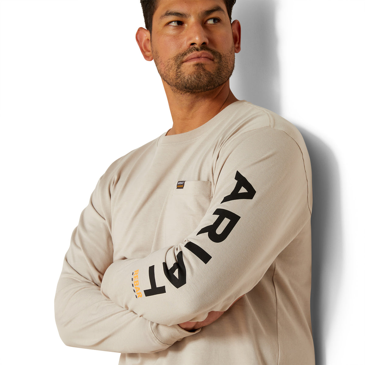 Ariat Men's Rebar Cotton Strong Standard Logo Pocket T-Shirt Long Sleeve T-Shirts Ariat