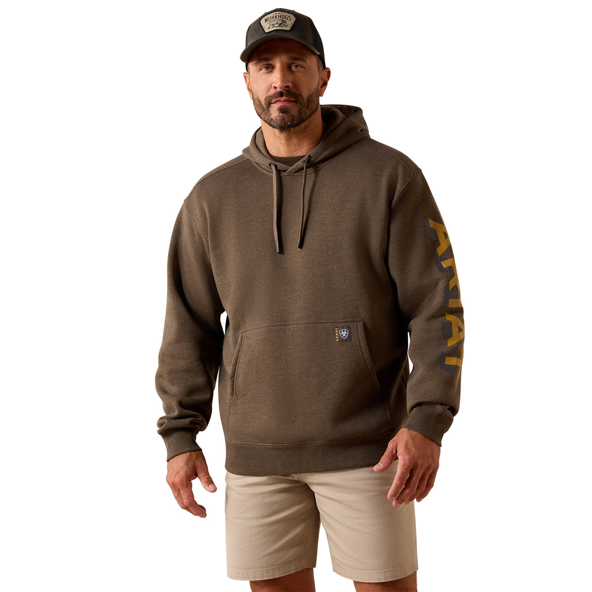 Ariat Men's Rebar Lightweight Logo Hoodie Sweatshirts & Hoodies Ariat Major Brown Heather/Wood Thrush 2XL Reg