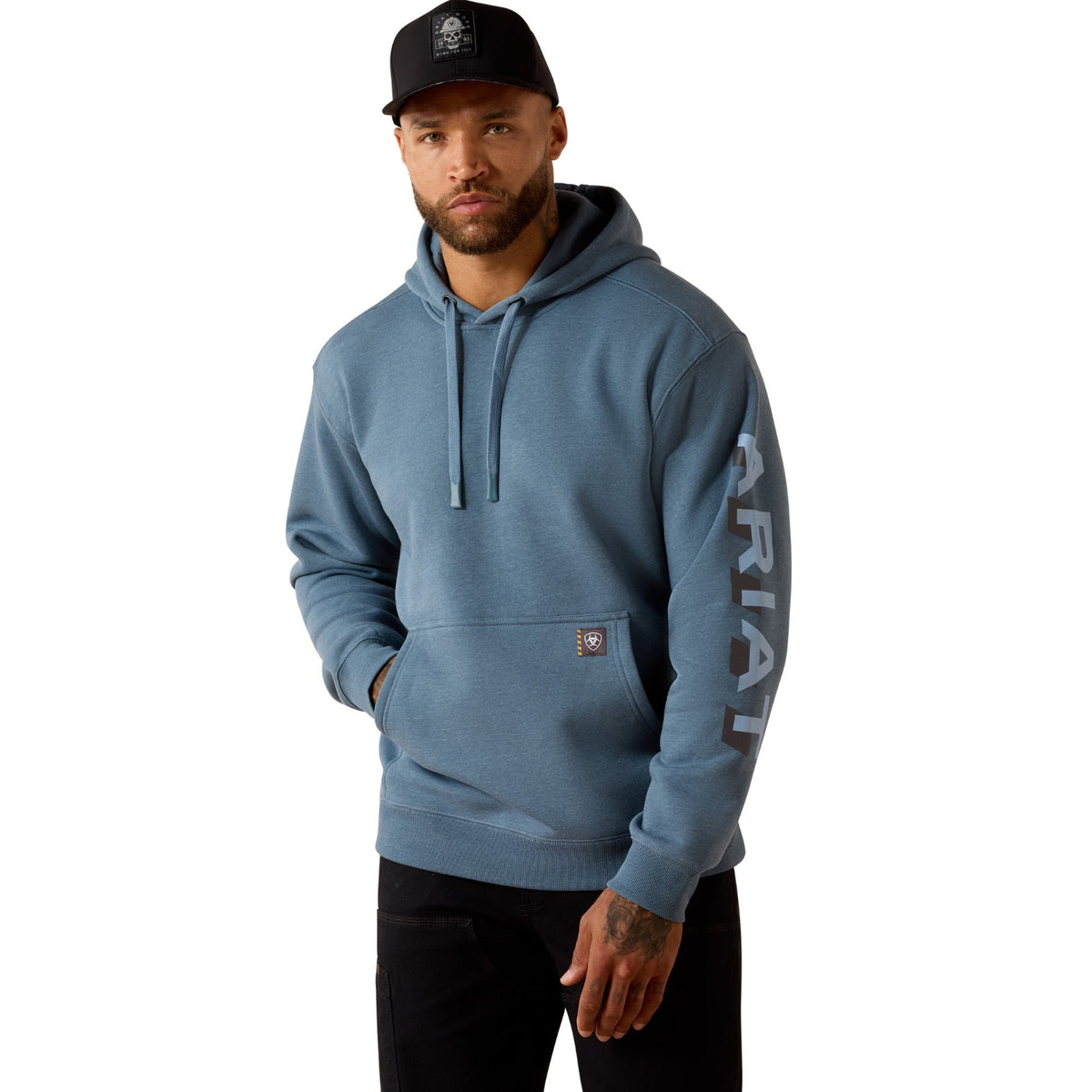 Ariat Men's Rebar Lightweight Logo Hoodie Sweatshirts & Hoodies Ariat Baleen Blue Heather/Dusty Blue 2XL Reg