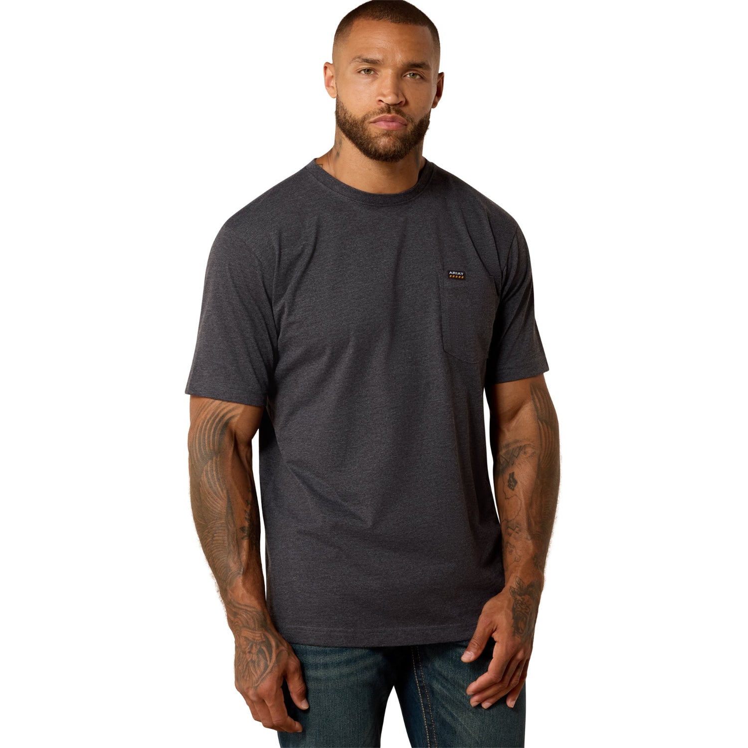 Ariat Men's Rebar Cotton Strong Skull Graphic Short Sleeve Tee T-Shirts Ariat Charcoal Heather 2XL Reg