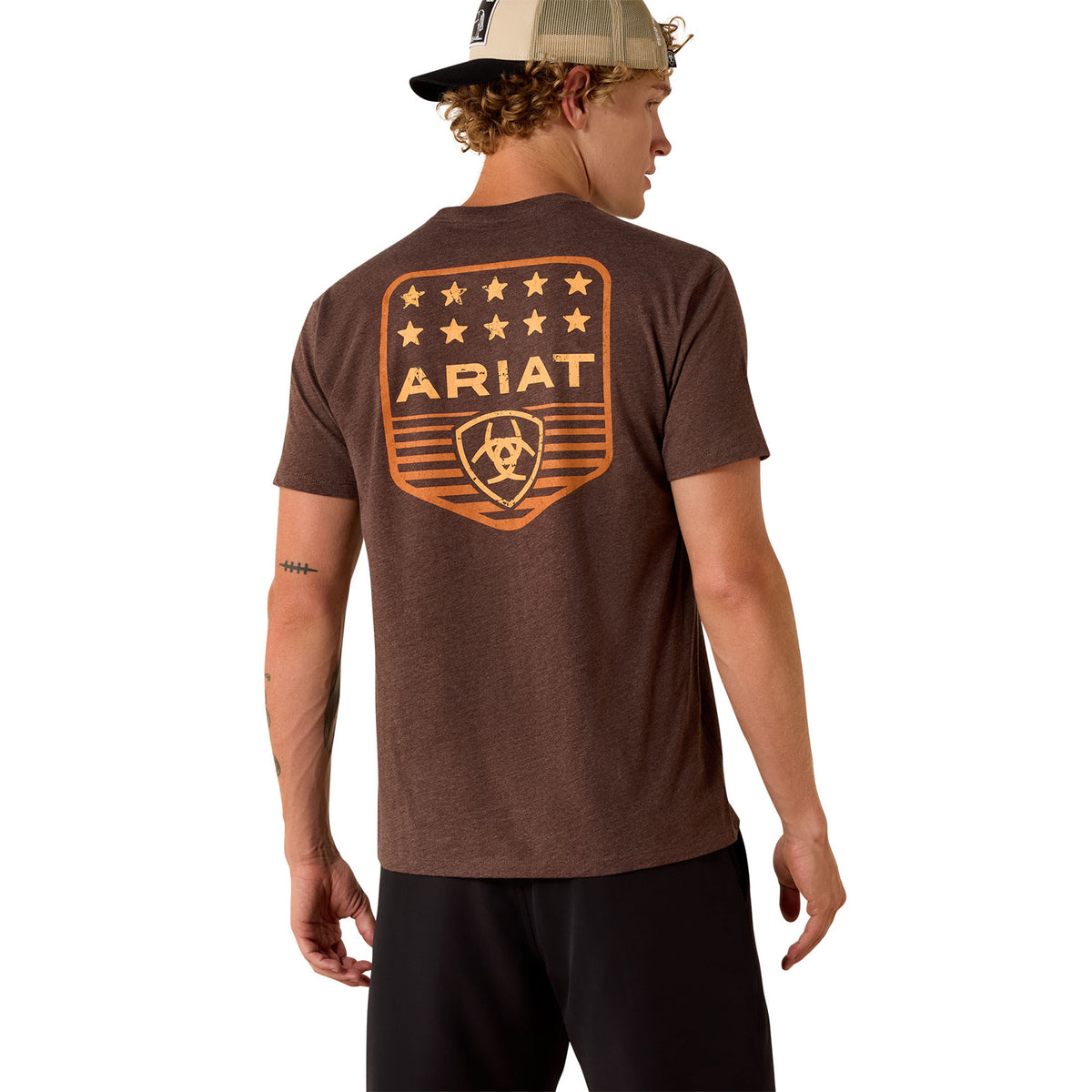 Ariat Men's Stripe Patriotic Badge T-Shirt T-Shirts Ariat Brown Heather 2XL Reg