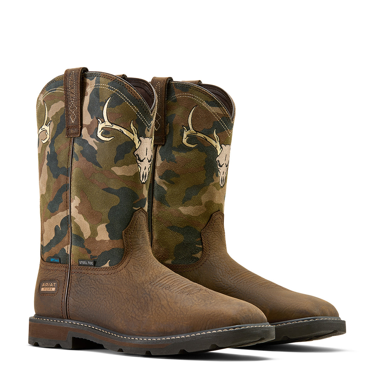 Ariat Men's Groundbreaker Antler Waterproof Wide Square Toe Steel Toe Work Boot Work Boots Ariat