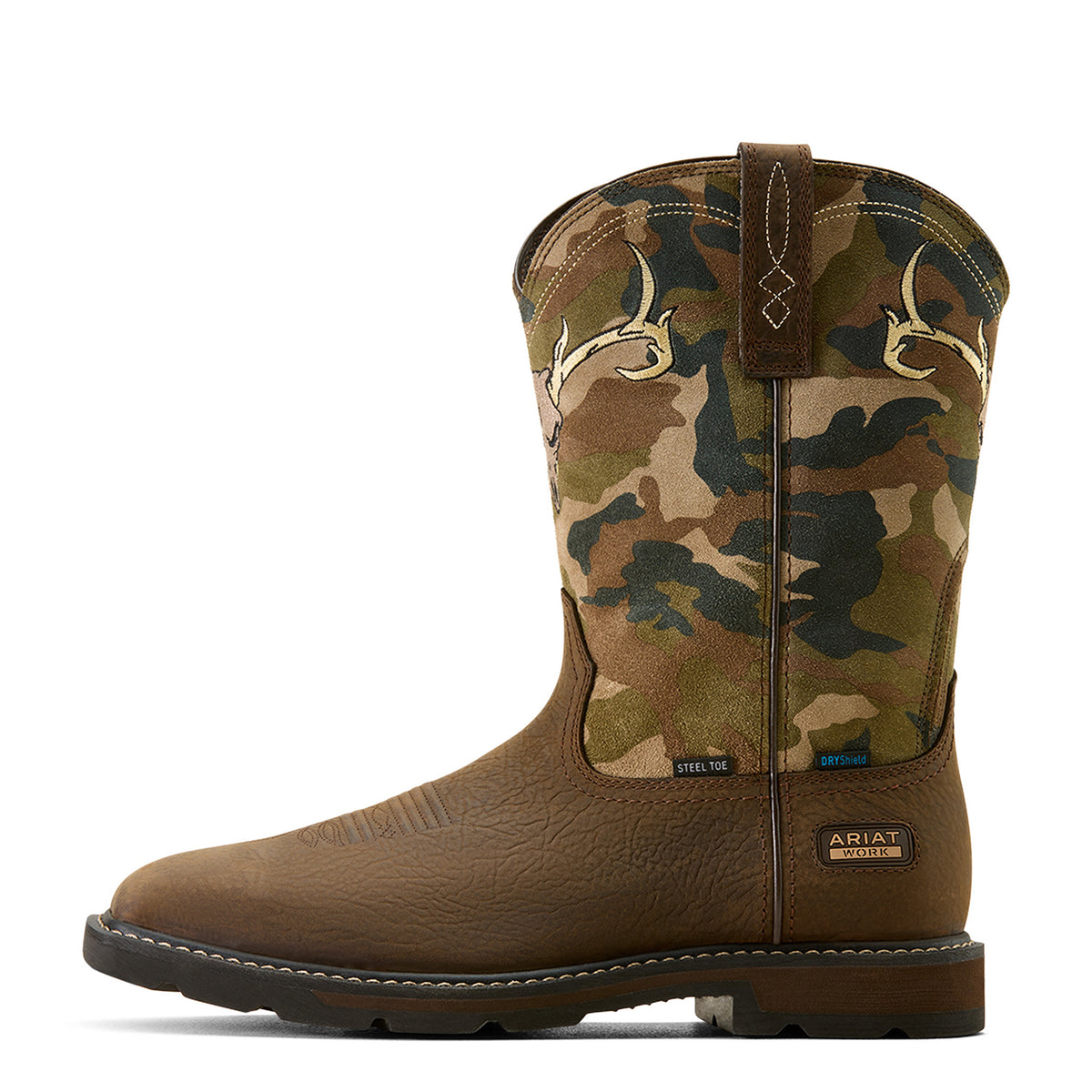 Ariat Men's Groundbreaker Antler Waterproof Wide Square Toe Steel Toe Work Boot Work Boots Ariat