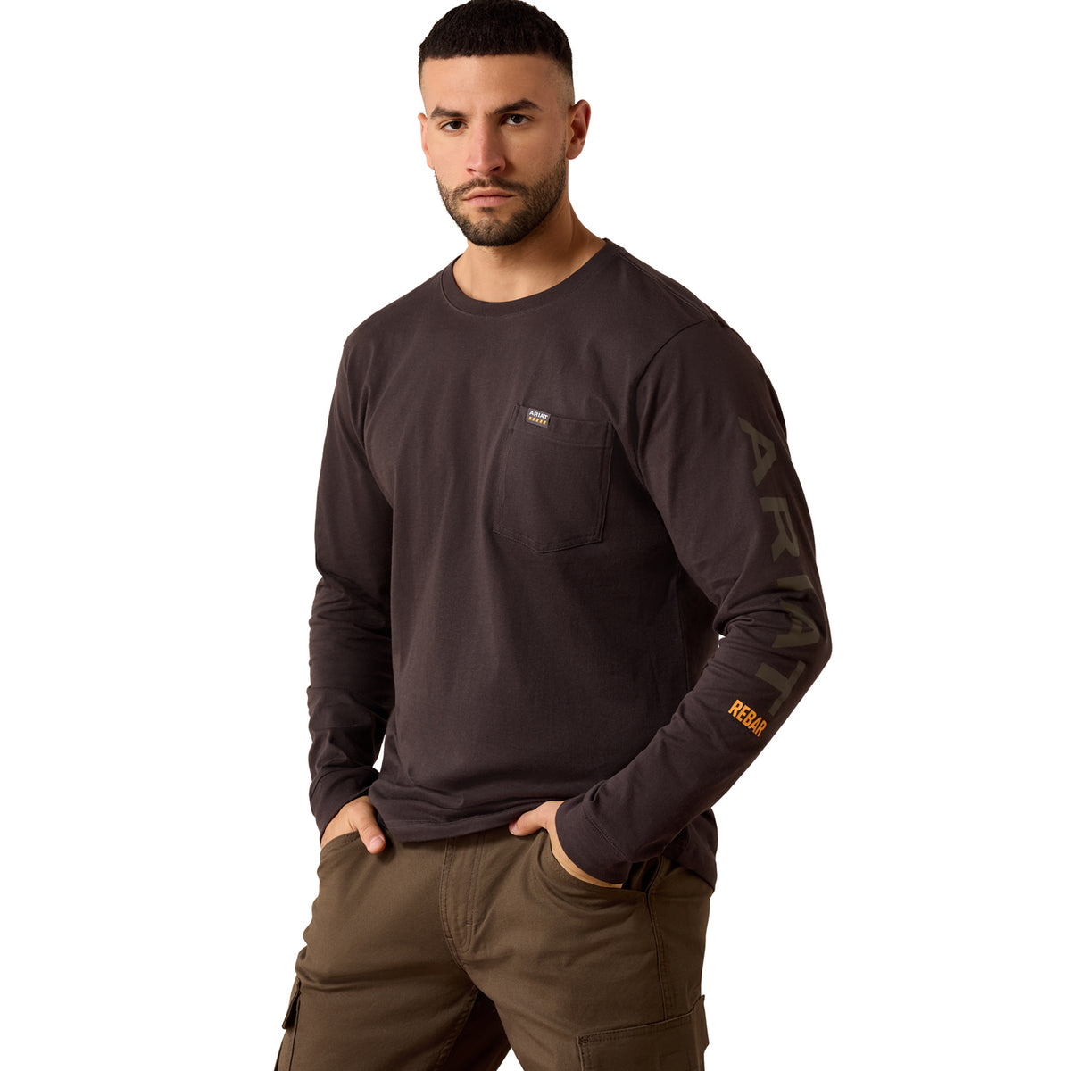 Ariat Men's Rebar Cotton Strong Standard Logo Pocket Long Sleeve T-Shirt