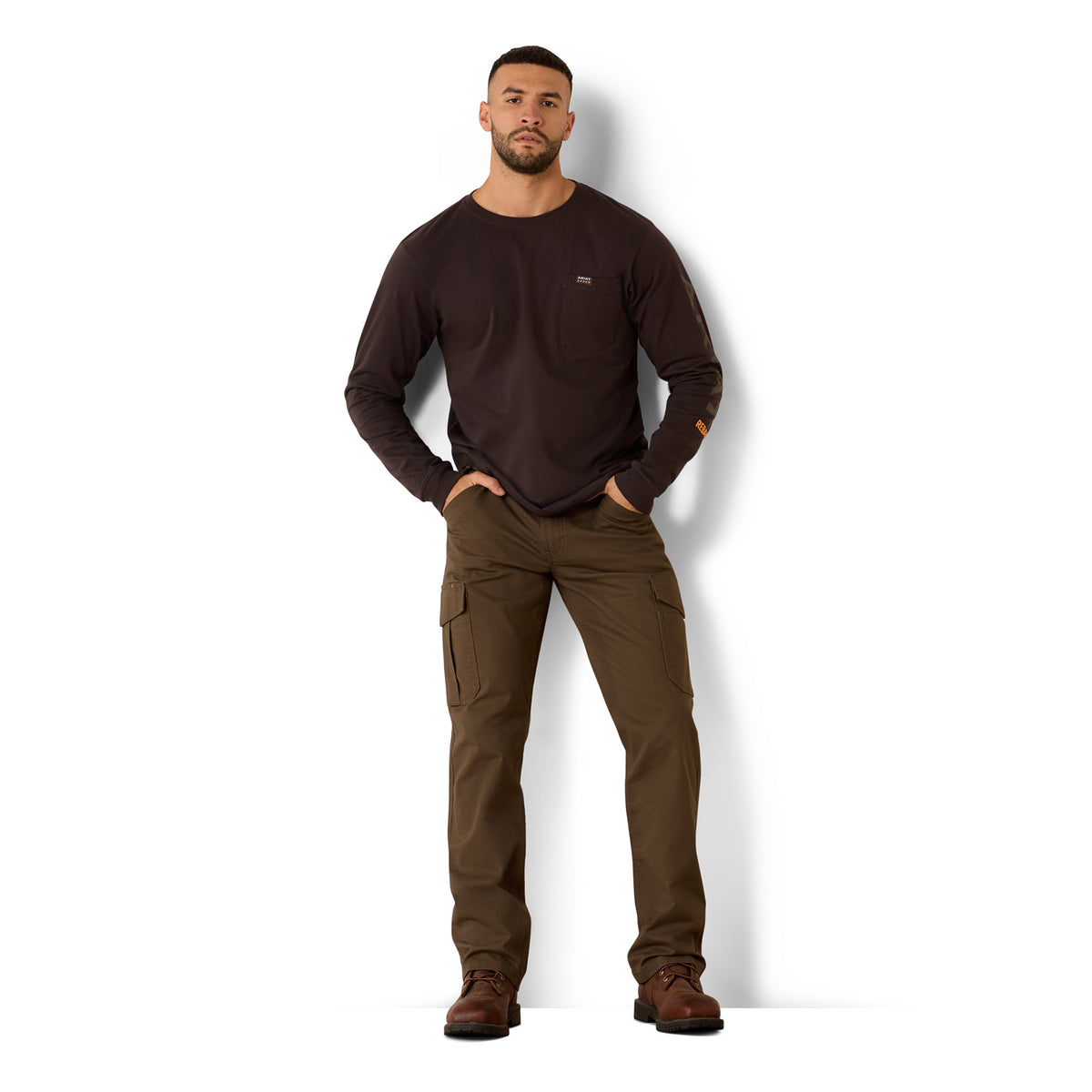 Ariat Men's Rebar Cotton Strong Standard Logo Pocket Long Sleeve T-Shirt