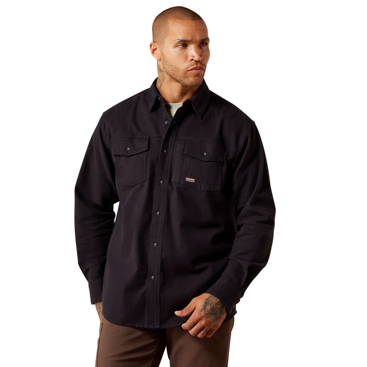 Ariat Men's Rebar Flannel Twill Snap Long Sleeve Work Shirt