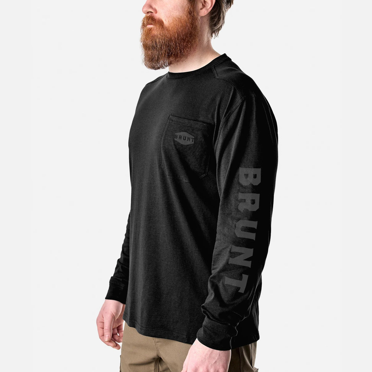 BRUNT Men's The Martin Utility Pocket Logo Long Short T-Shirt Long Sleeve T-Shirts BRUNT