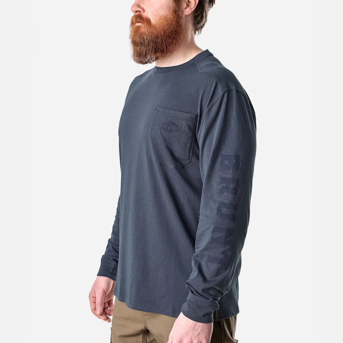 BRUNT Men's The Martin Utility Pocket Logo Long Short T-Shirt Long Sleeve T-Shirts BRUNT