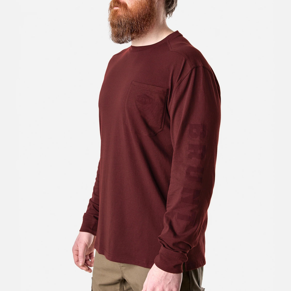 BRUNT Men's The Martin Utility Pocket Logo Long Short T-Shirt Long Sleeve T-Shirts BRUNT