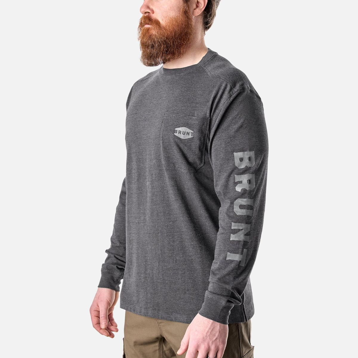 BRUNT Men's The Martin Utility Pocket Logo Long Short T-Shirt Long Sleeve T-Shirts BRUNT