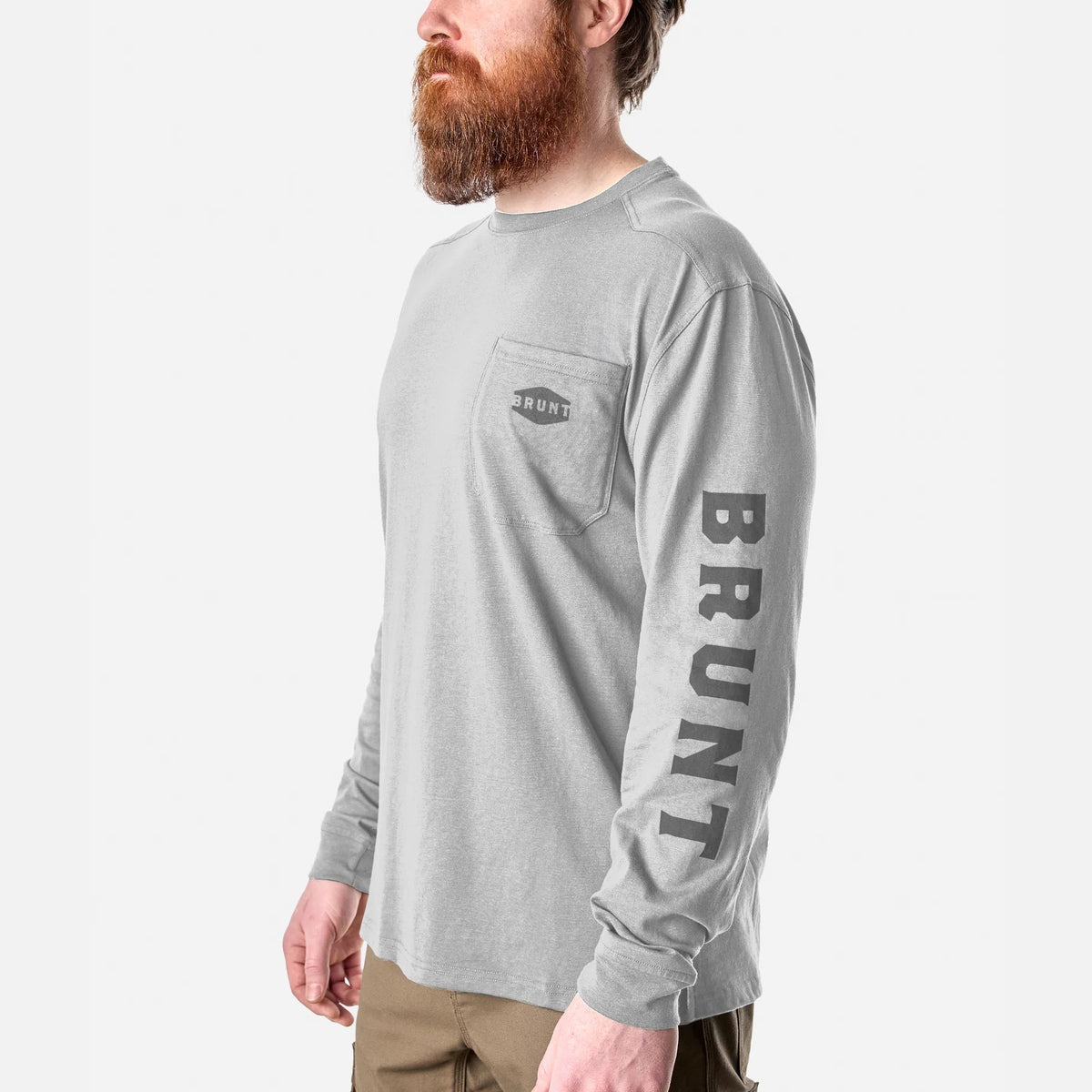 BRUNT Men's The Martin Utility Pocket Logo Long Short T-Shirt Long Sleeve T-Shirts BRUNT