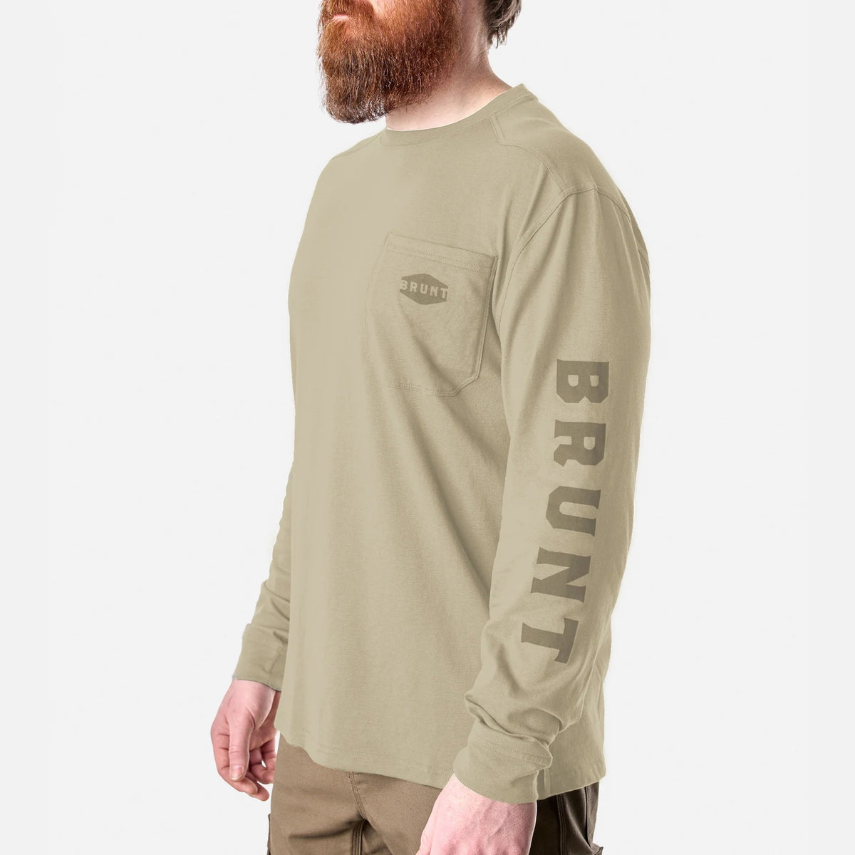 BRUNT Men's The Martin Utility Pocket Logo Long Short T-Shirt Long Sleeve T-Shirts BRUNT