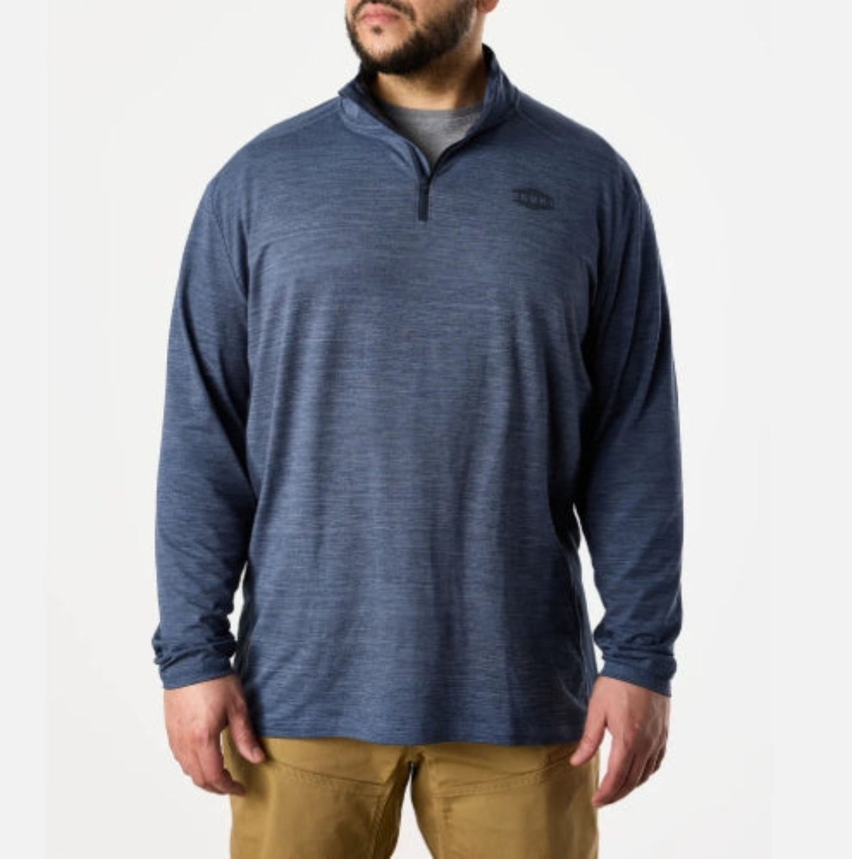 BRUNT Men's Mckenna Tech Quarter Zip Long Sleeve T-Shirt Work Shirts BRUNT Blue Heather 2XL Reg