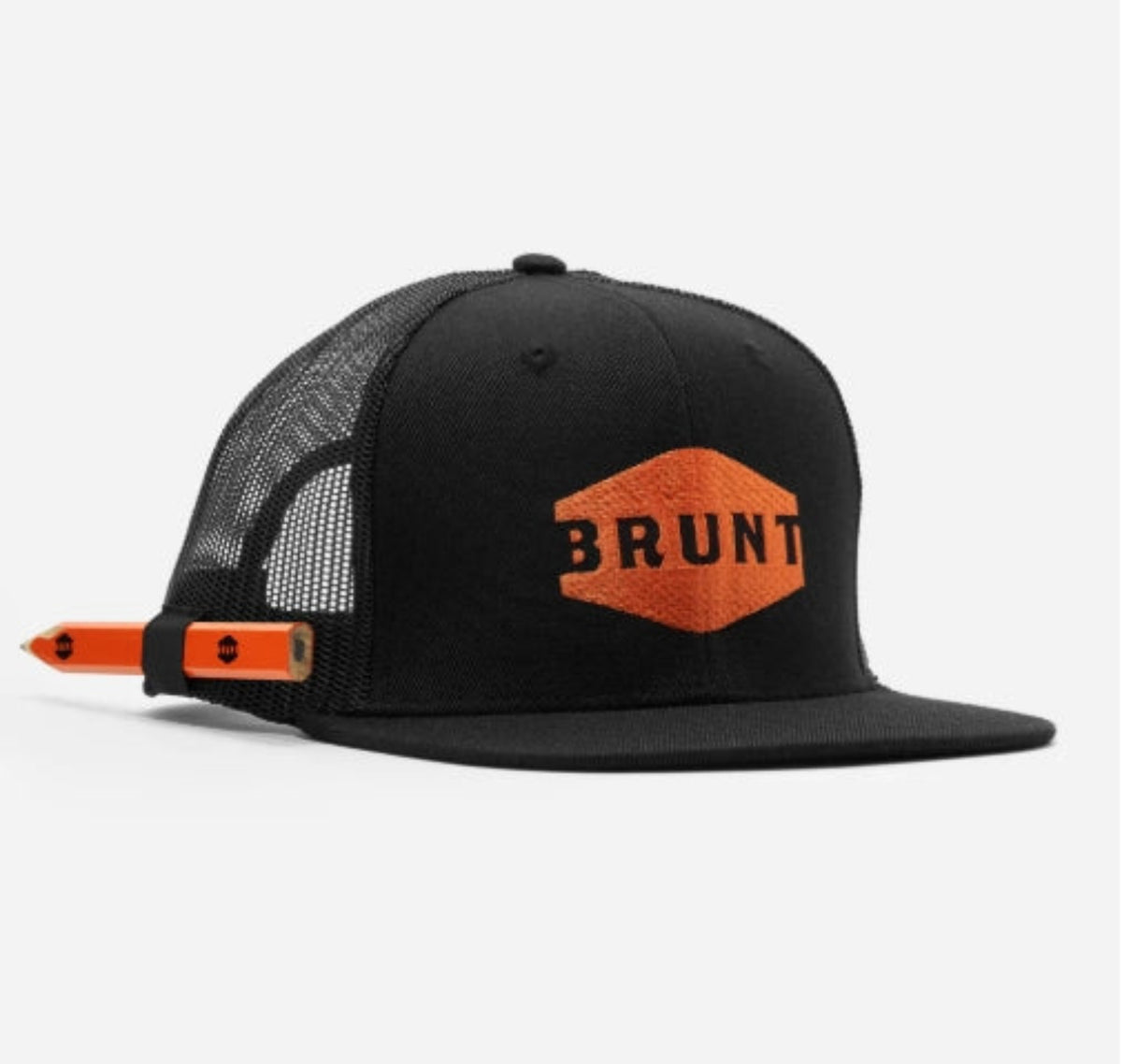 BRUNT Men's Flat Brim Pencil Holder Snapback Cap Hats & Caps BRUNT Black OS