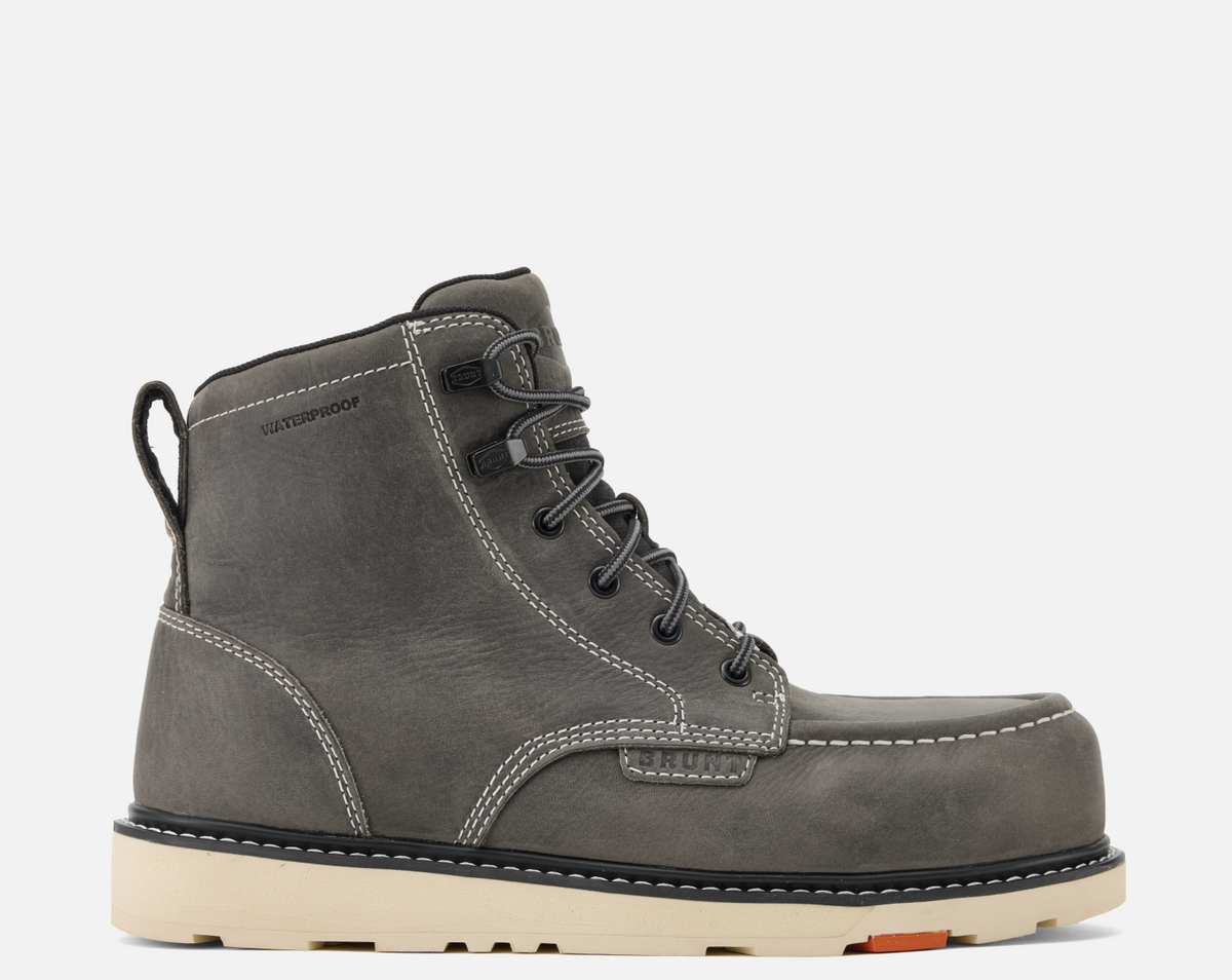 BRUNT Men's Marin 6" Waterproof Moc Toe Work Boot Work Boots BRUNT Grey 10 D/2E